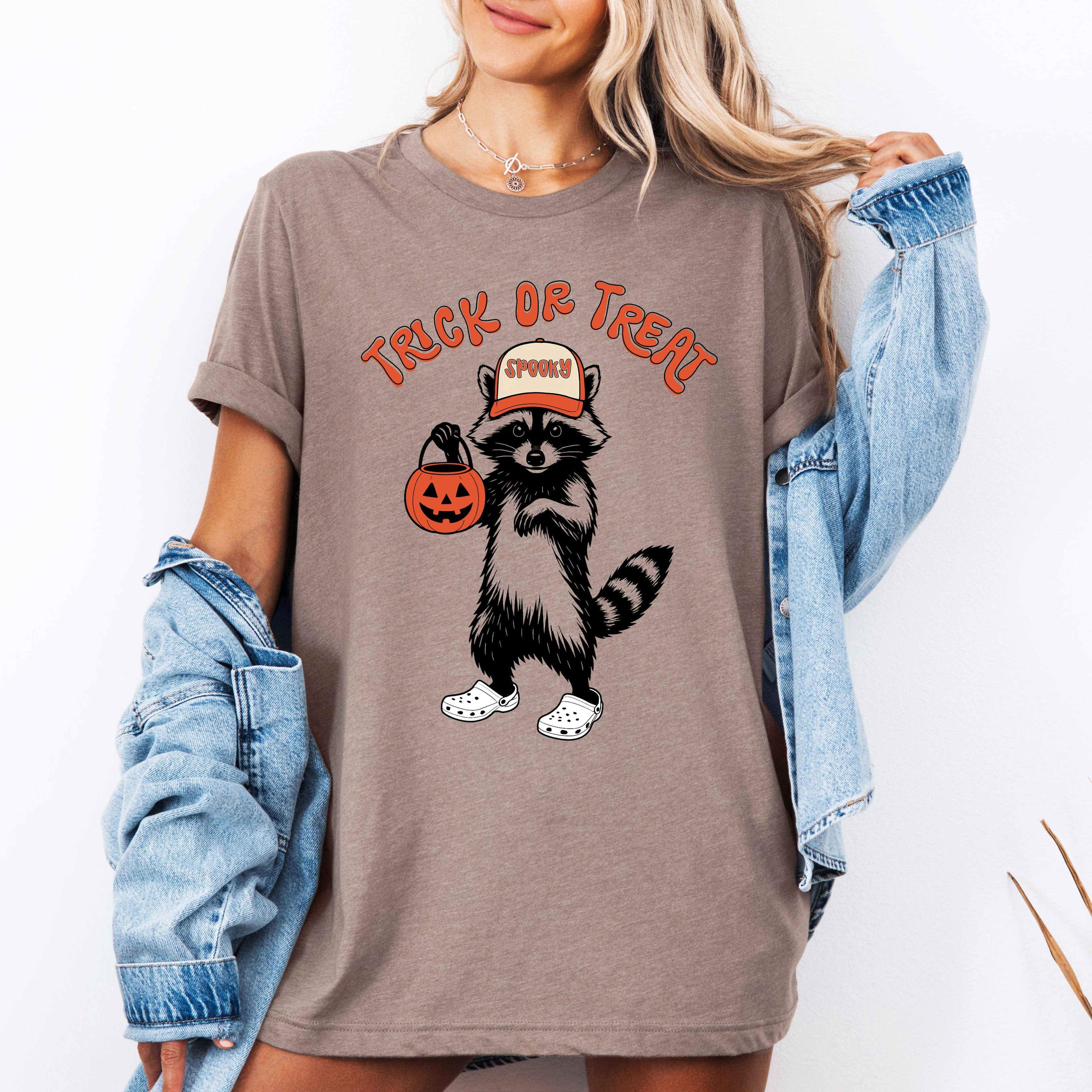 Trick or Treat, Feral Raccoon, Spooky, Halloween Tshirt Hoodie, Sweatshirt | PodTeesHub.com