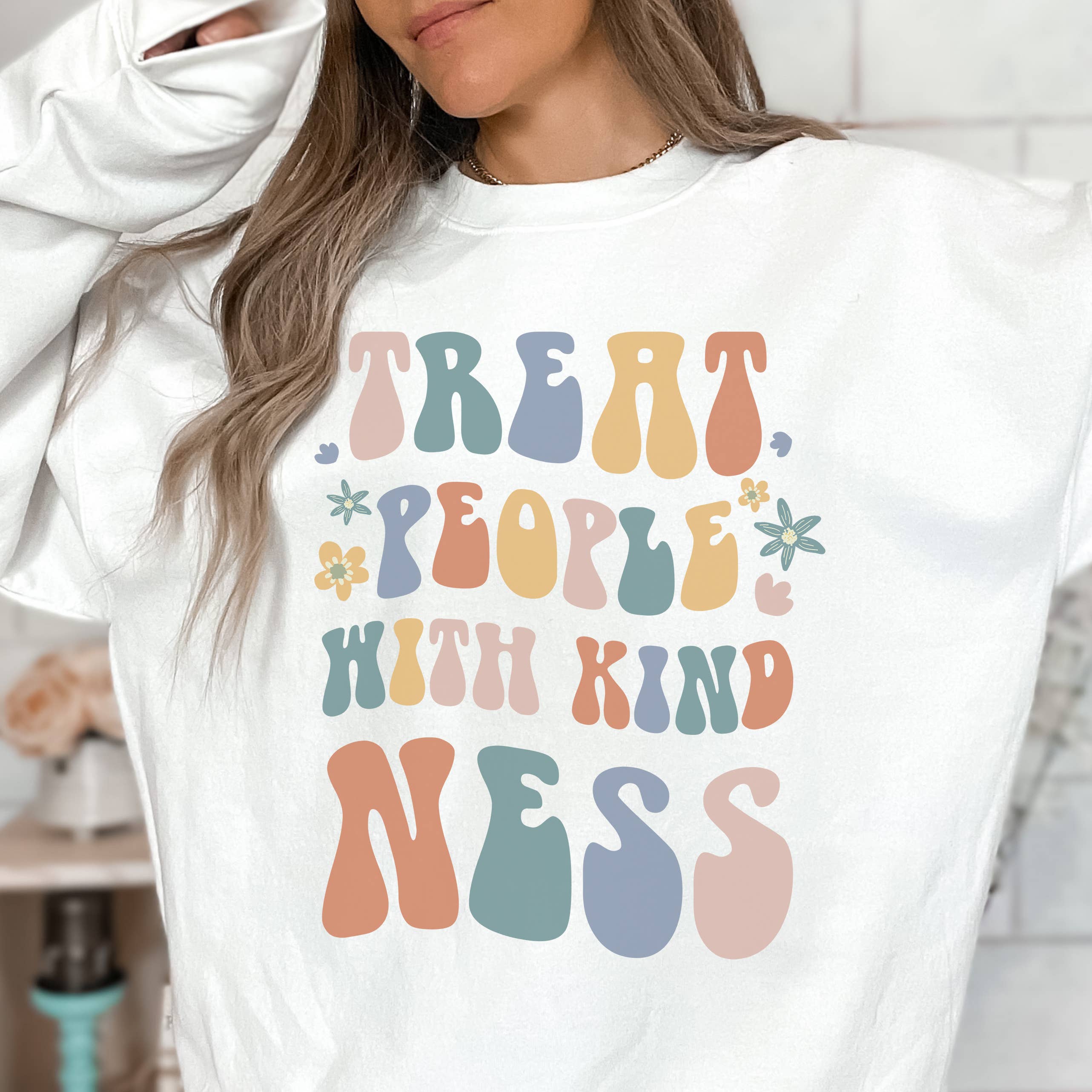 Treat People with Kindness Crewneck Sweatshirt | Sizes S-2XL T-Shirts, Hoodie | PodTeesHub.com