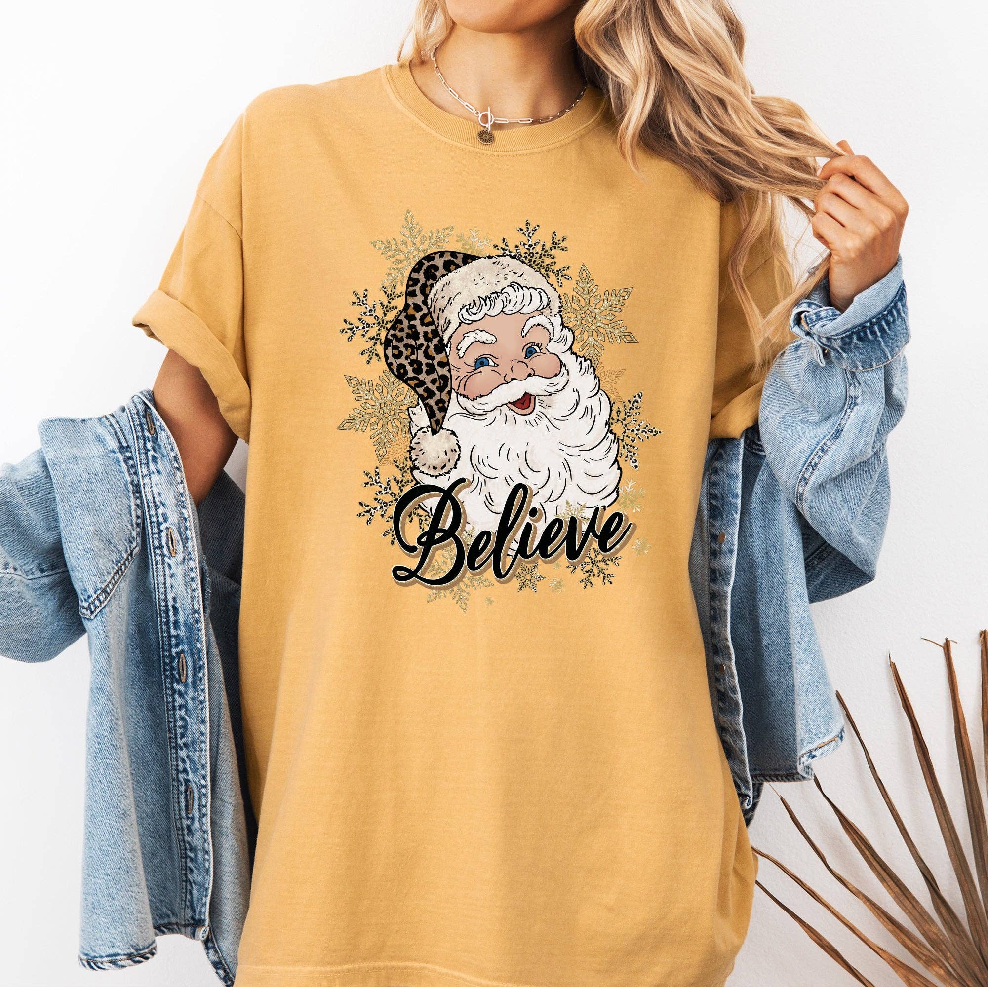 Santa Believe, Retro, Snowflakes, Christmas, Winter Tshirt Hoodie, Sweatshirt | PodTeesHub.com