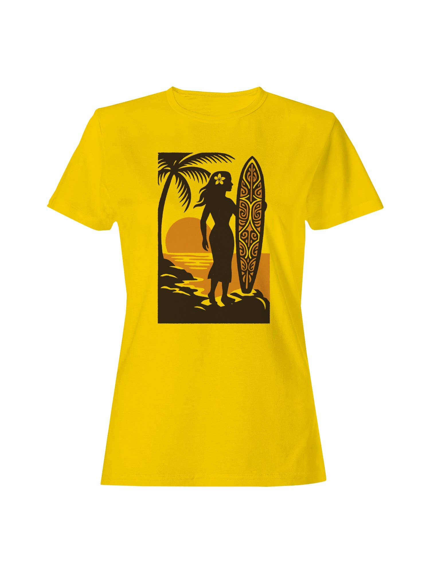 Tropical Sunset Surfer Art Women's T-Shirt Hoodie, Sweatshirt | PodTeesHub.com