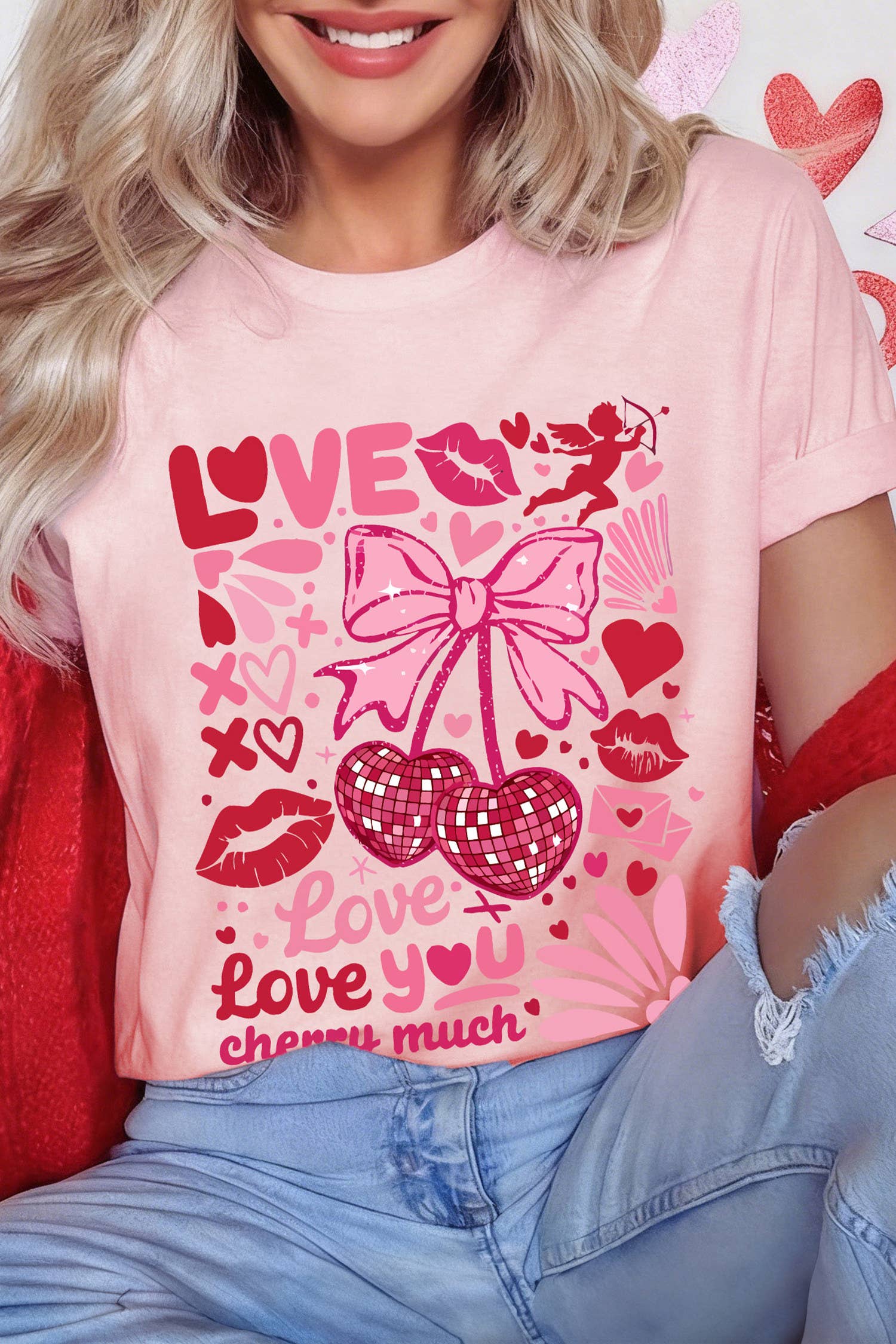 Love You Cherry Much Valentines Day Graphic Tee (S-2XL) Hoodie, Sweatshirt | PodTeesHub.com