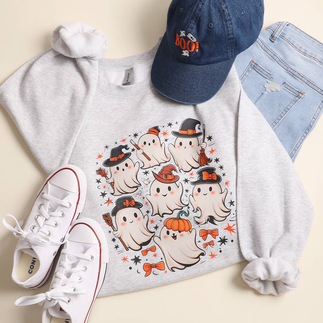 Spooky Cute Ghost Heavyweight Fleece Sweatshirt T-Shirts, Hoodie | PodTeesHub.com