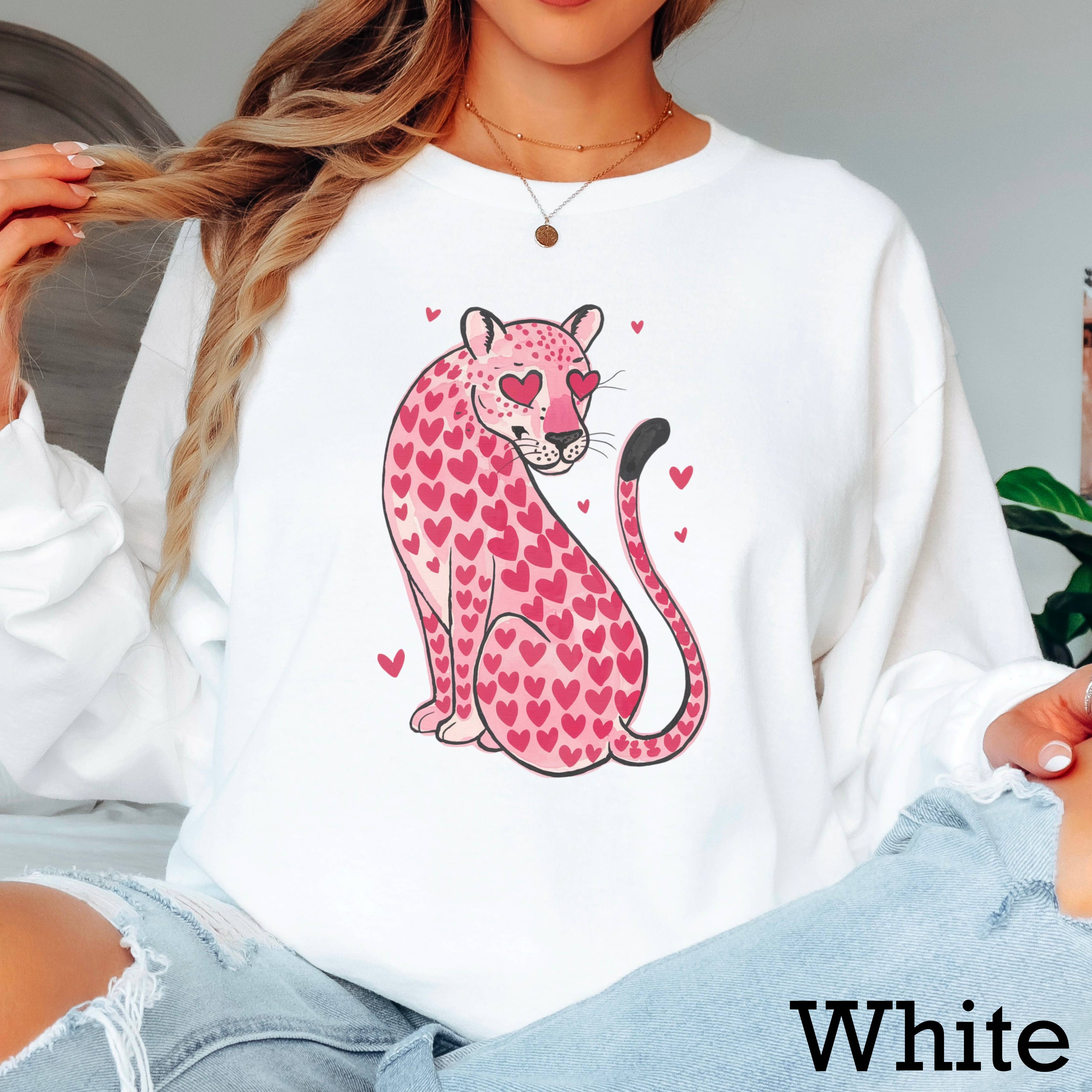 Leopard Hearts Valentine’S Day Long Sleeve Shirt | Gildan Hoodie, Sweatshirt | PodTeesHub.com