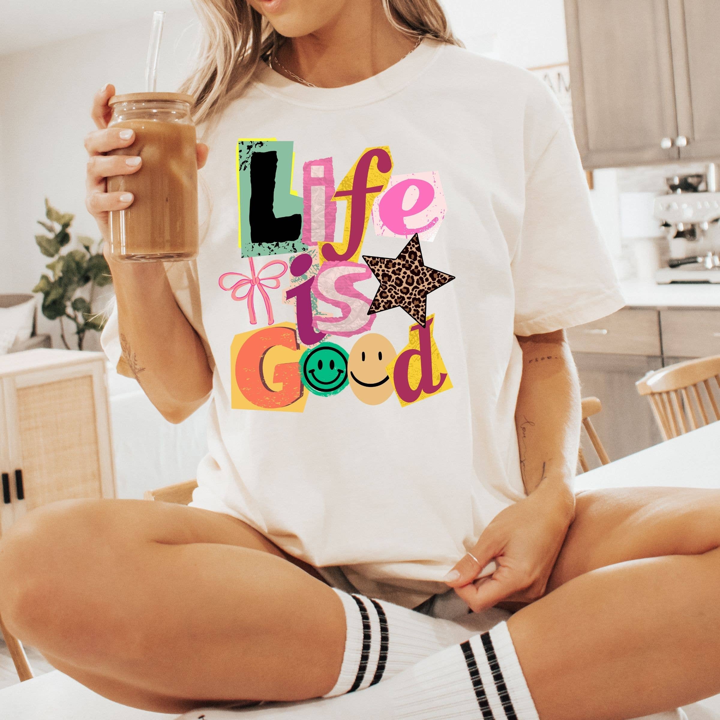 Life Is Good Western Trendy Floral Spring Graphic Tee Hoodie, Sweatshirt | PodTeesHub.com