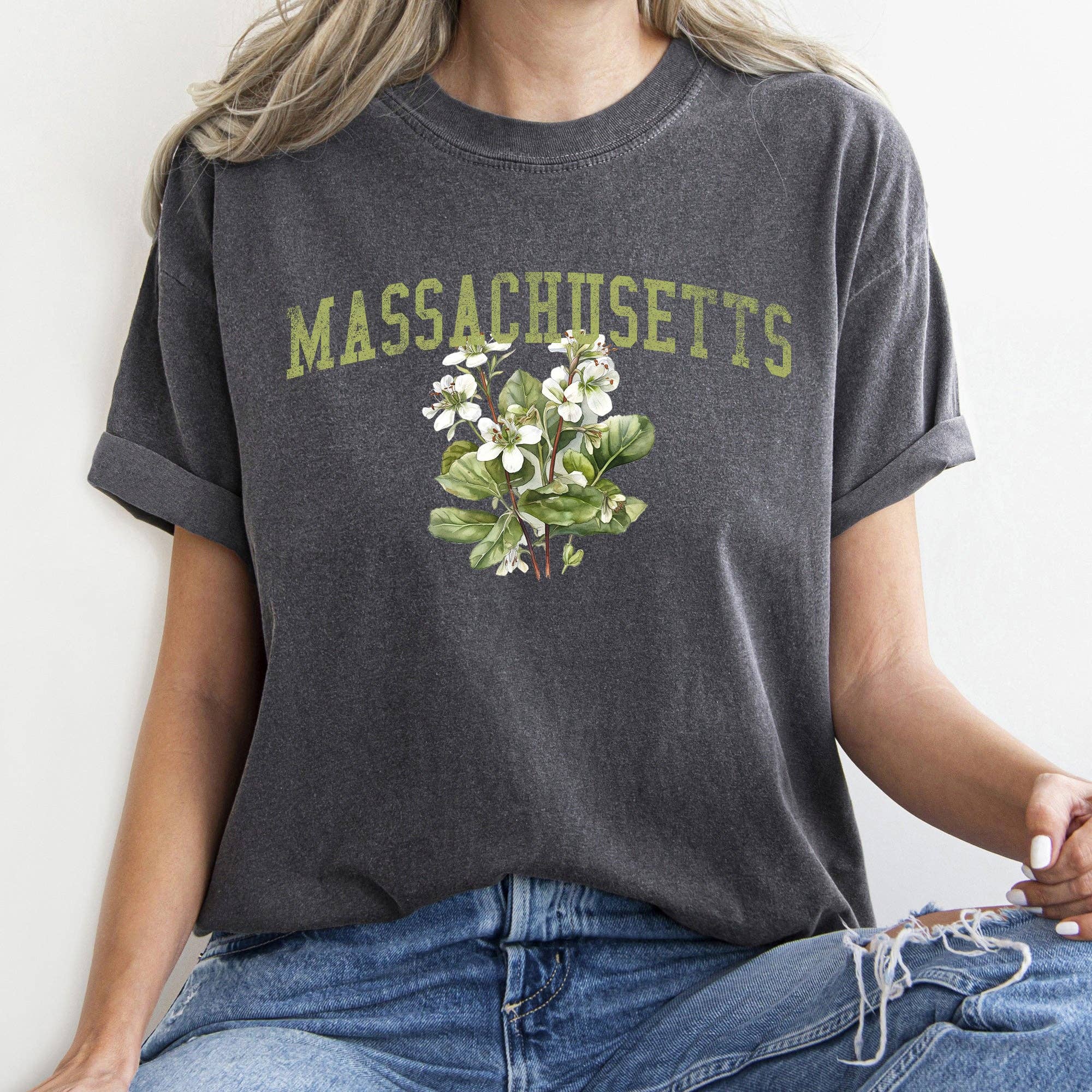 Massachusetts State Flower T-Shirt Hoodie, Sweatshirt | PodTeesHub.com
