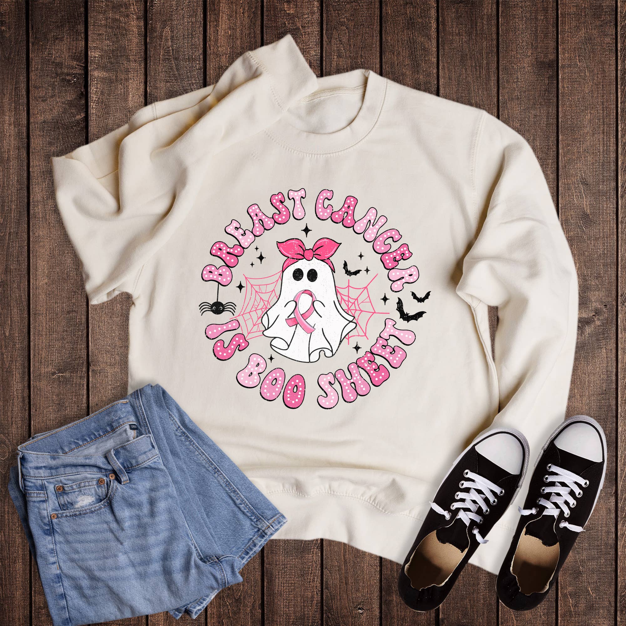 Breast Cancer Boo Sheet Ghost Sweatshirt T-Shirts, Hoodie | PodTeesHub.com