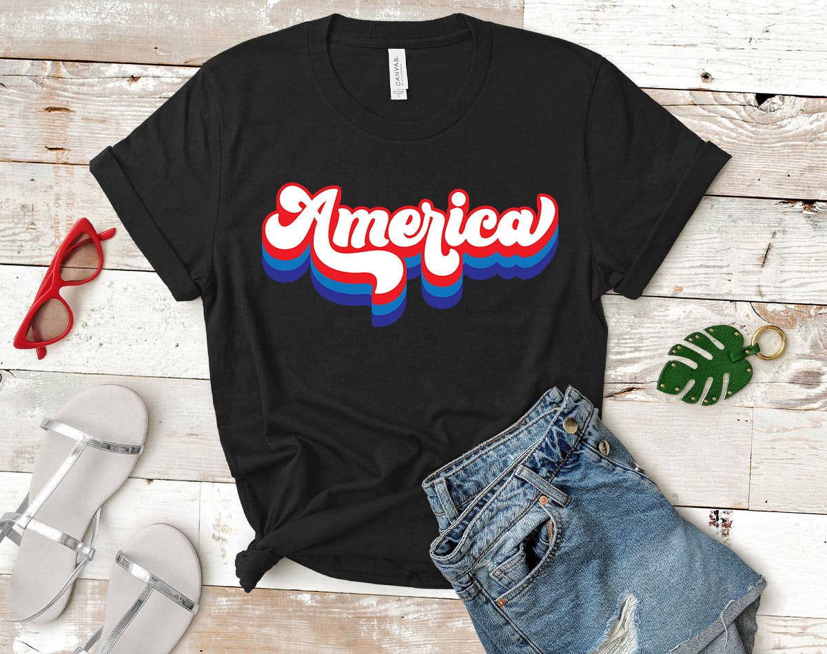 America Retro USA - July 4th Patriotic American Shirt Hoodie, Sweatshirt | PodTeesHub.com