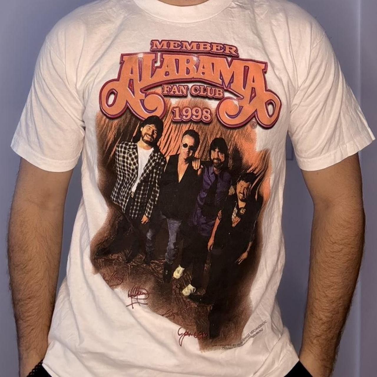 Fruit Of The Loom Vintage Alabama Fan Club 1998 Tour White Graphic Concert Tee Hoodie, Sweatshirt | PodTeesHub.com