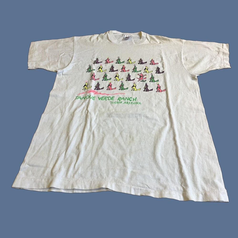Fruit Of The Loom Vintage Tanque Verde Ranch Arizona Coyote Shirt Men S Xl White Graphic Print 90s C Hoodie, Sweatshirt