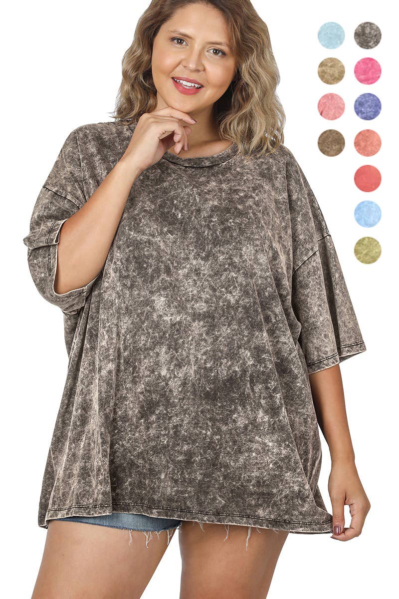 `.Plus Size Washed Cotton Oversized Boyfriend Tee Hoodie, Sweatshirt | PodTeesHub.com