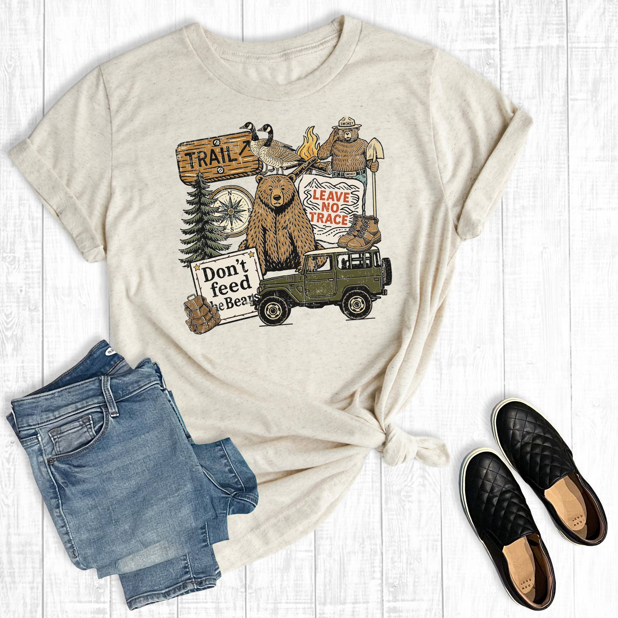 Summertime Camping Bear Graphic Tee Hoodie, Sweatshirt | PodTeesHub.com