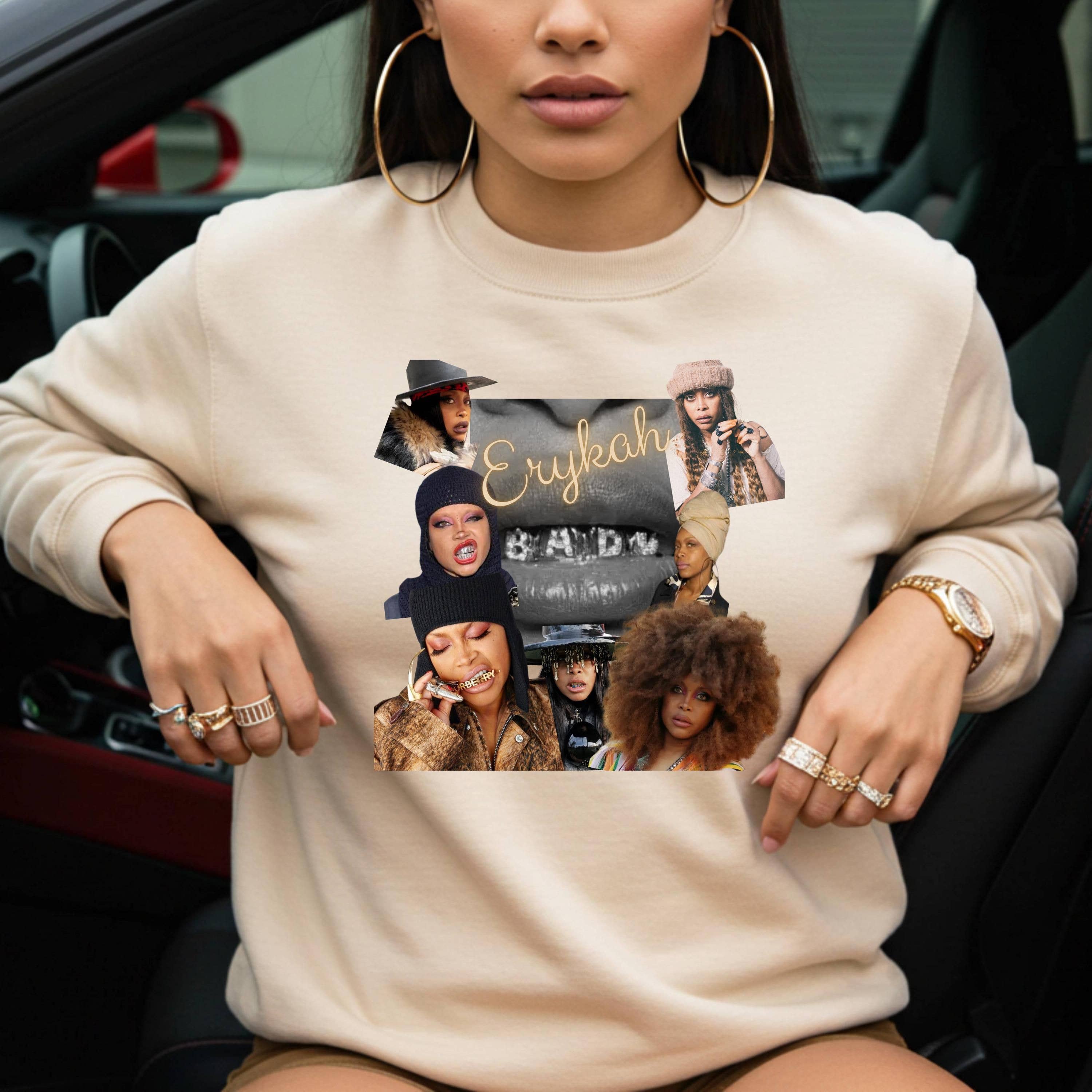 Erykah Badu Neo-Soul Portrait Crewneck Sweatshirt T-Shirts, Hoodie | PodTeesHub.com