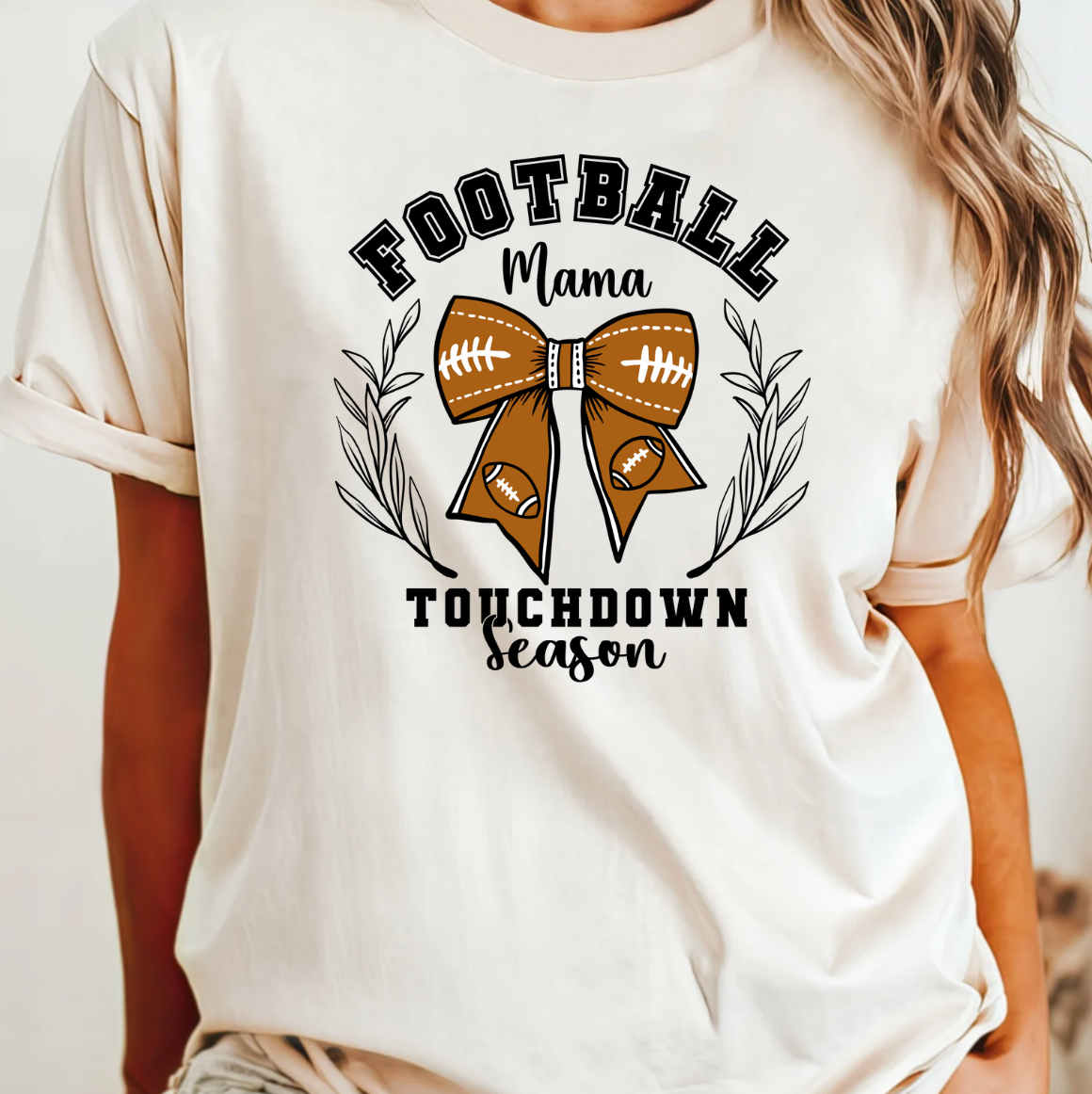 Football Mama Bow Tee Hoodie, Sweatshirt | PodTeesHub.com
