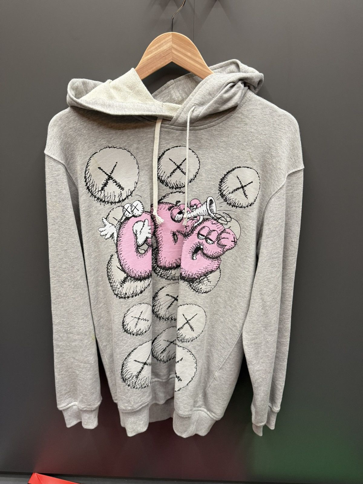 Kaws Comme Des Garcons Shirt Kaws Graphic Hoodie Grey Sweatshirt | PodTeesHub.com