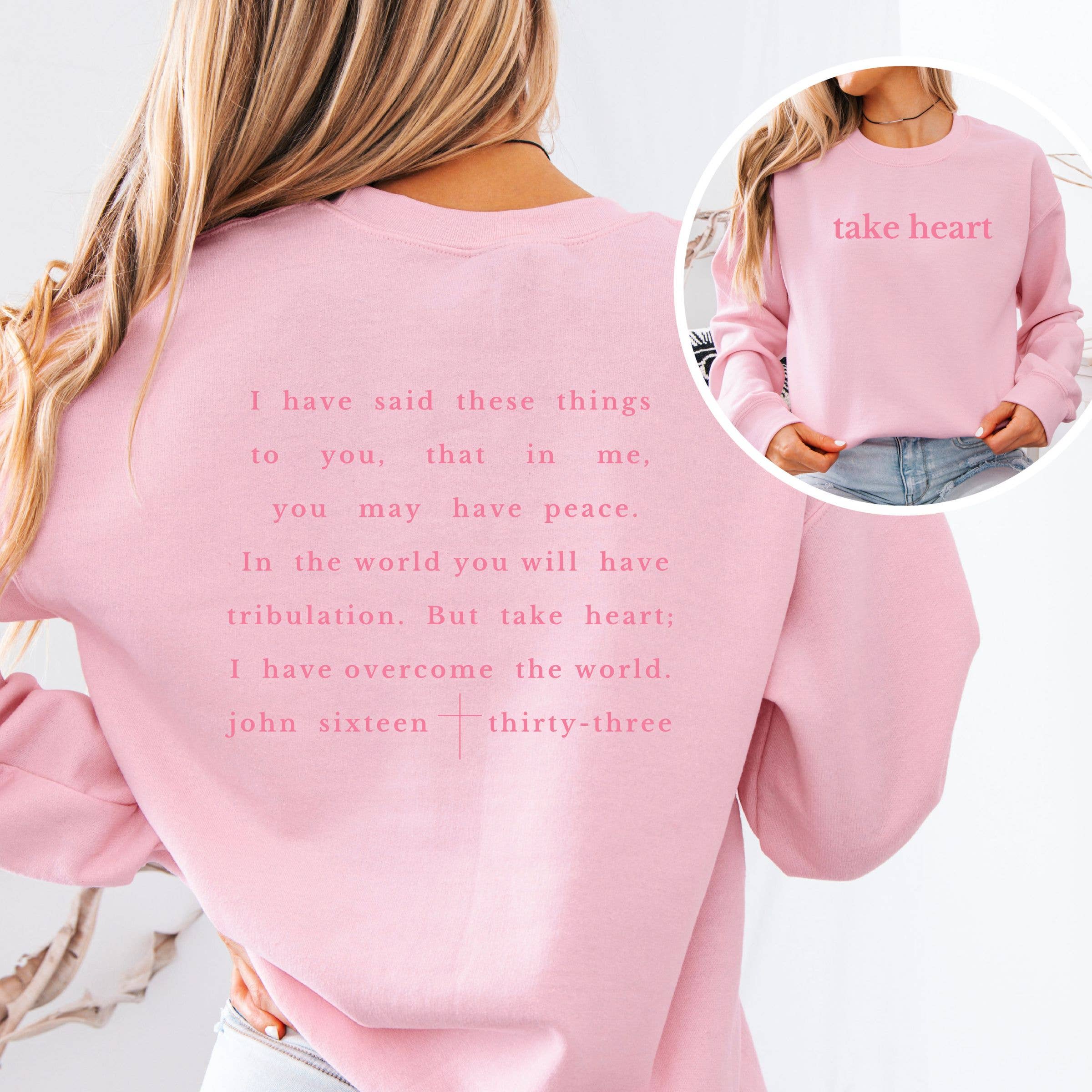 Take Heart Christian Tee - Floral Spring Graphic Sweatshirt Hoodie | PodTeesHub.com