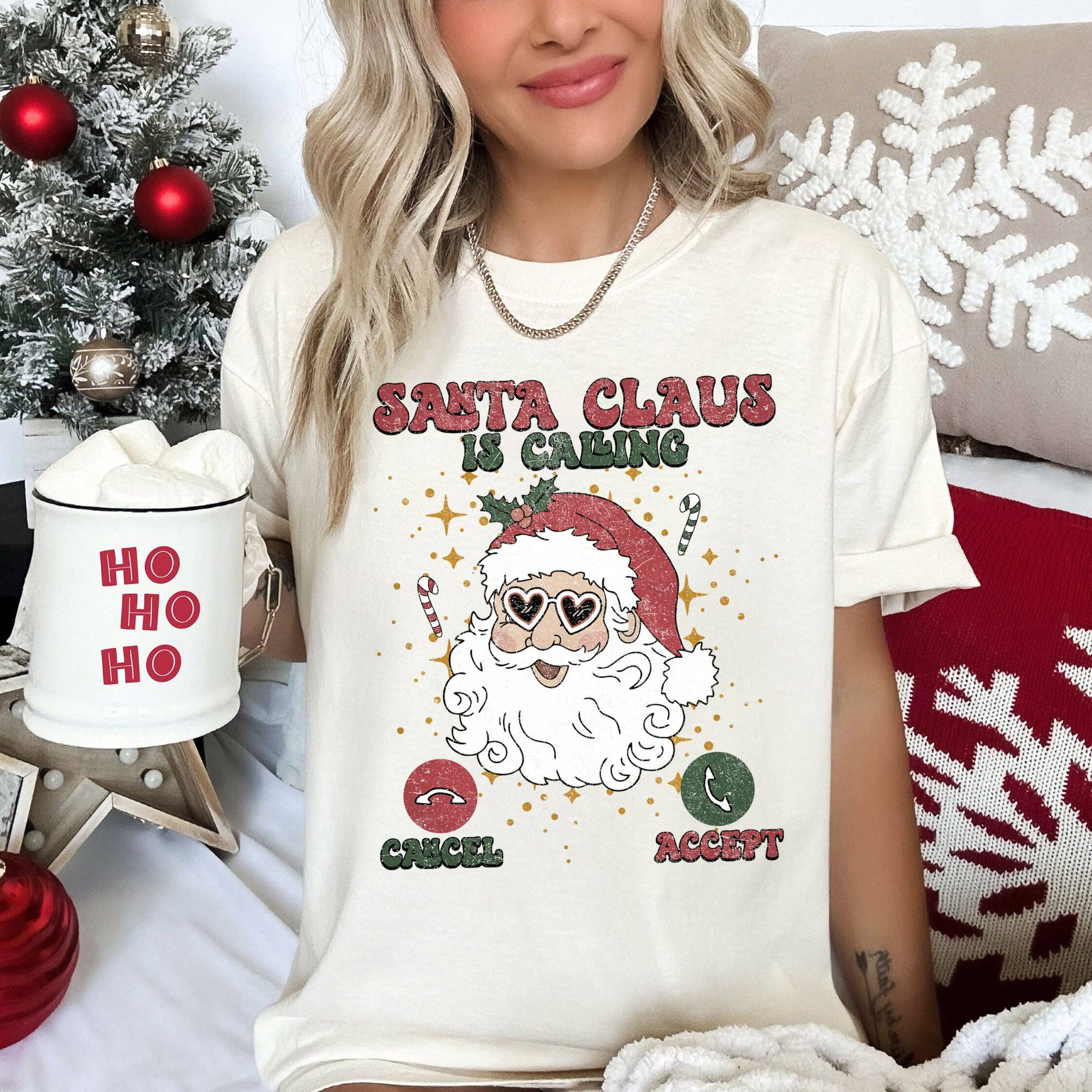 Santa Is Calling, Iphone, Android, Christmas, Tshirt Hoodie, Sweatshirt | PodTeesHub.com