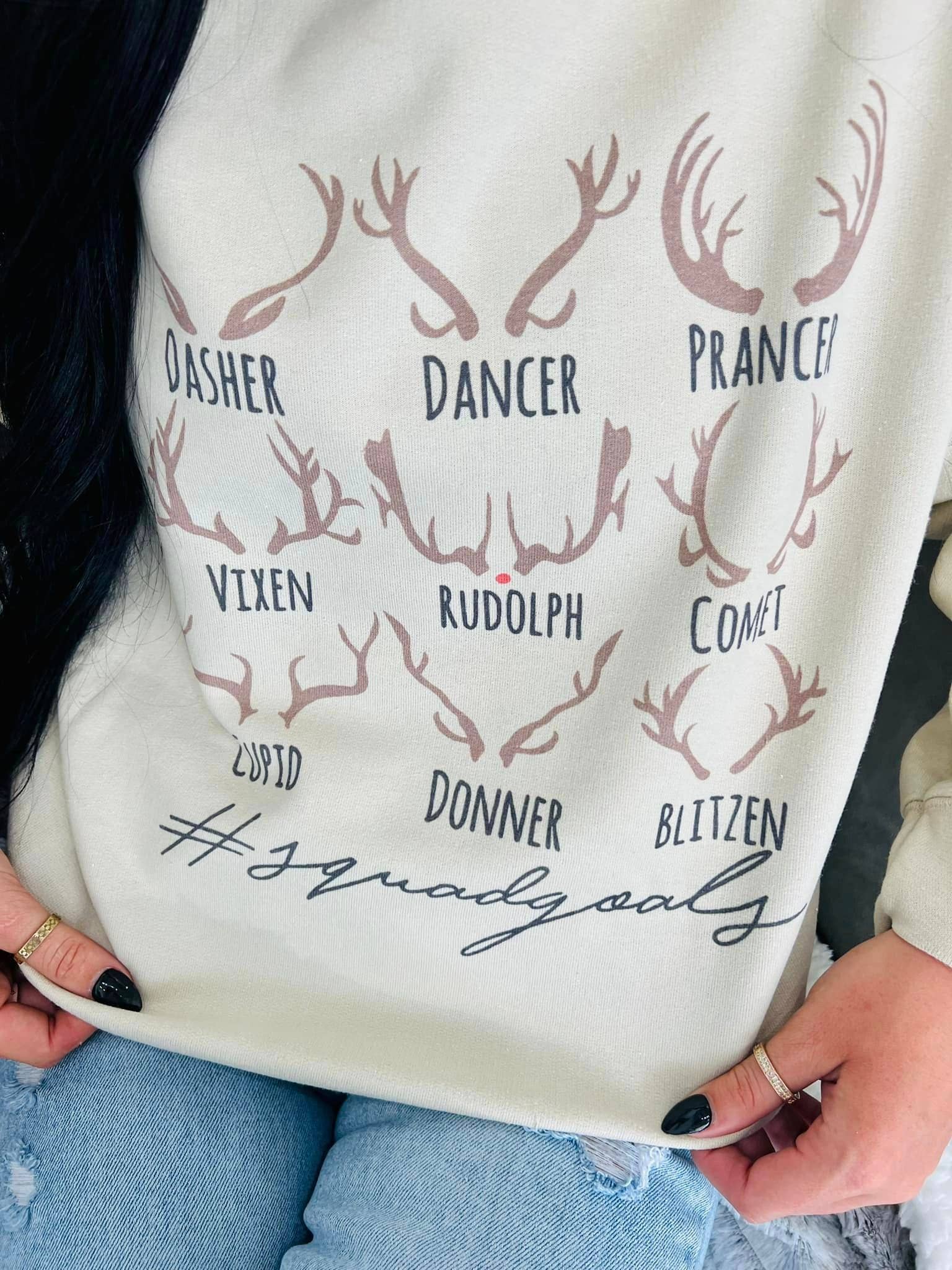 Squad Goal's Reindeer Name's Sweatshirt T-Shirts, Hoodie | PodTeesHub.com