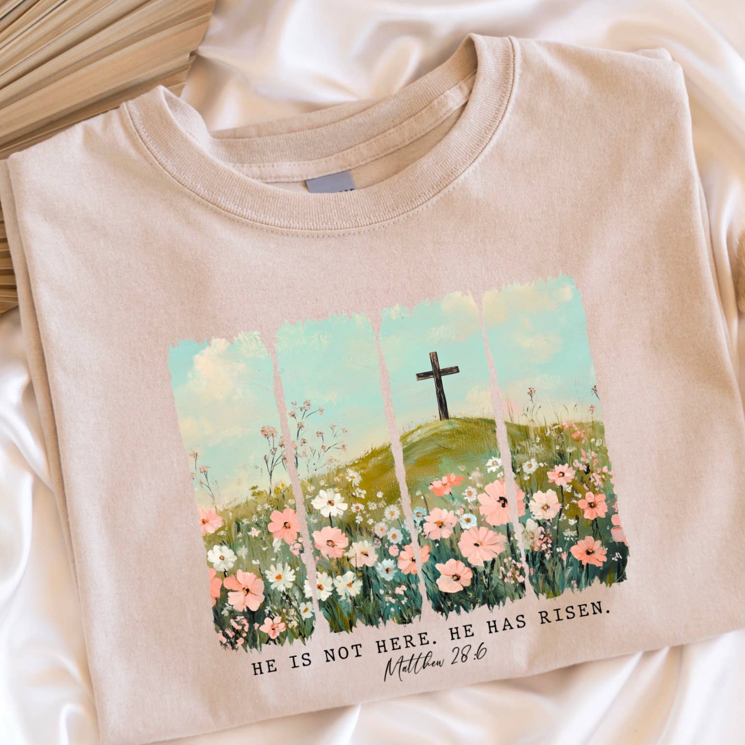 He Has Risen Easter Christian Graphic Tee | Gildan Hoodie, Sweatshirt | PodTeesHub.com