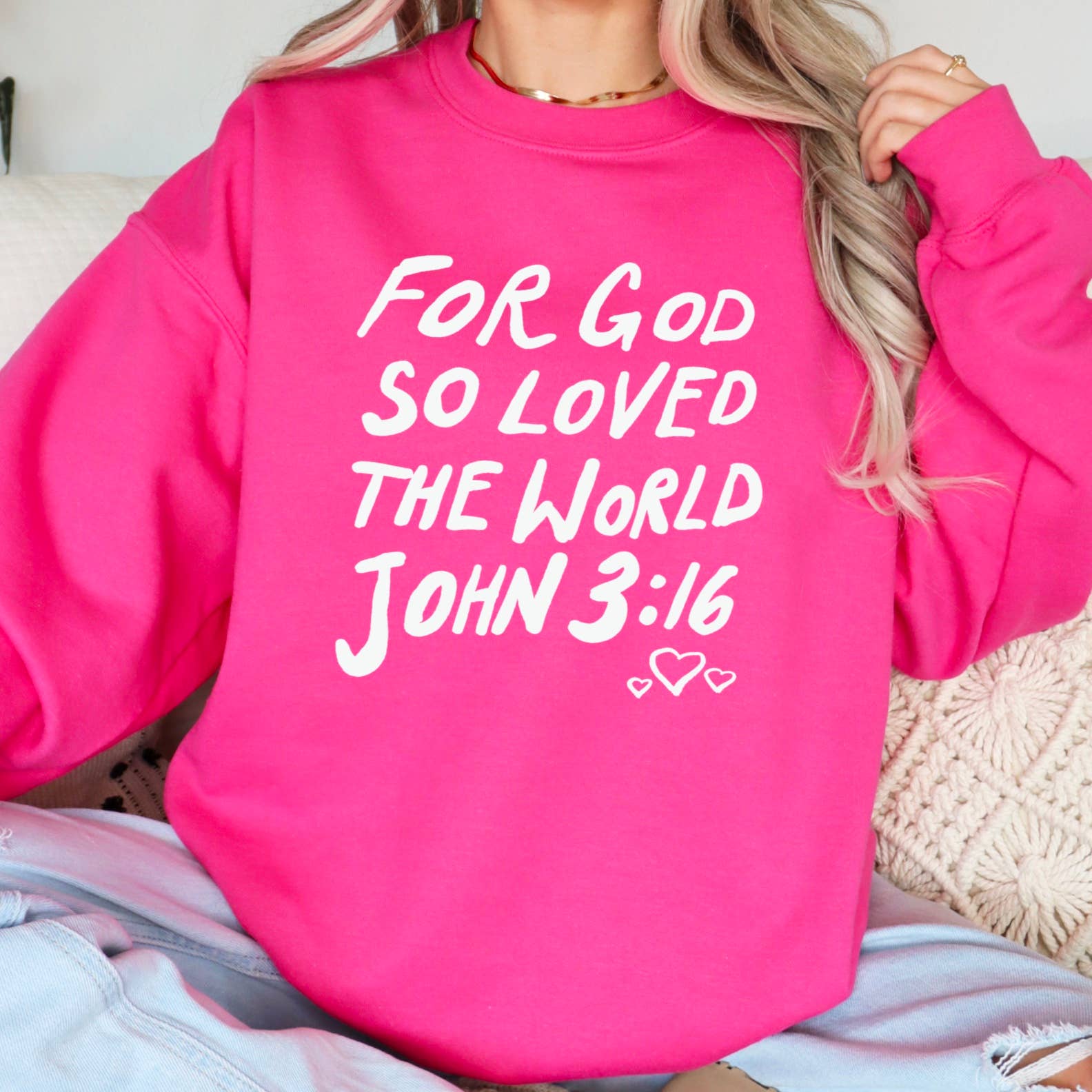 John 3:16 Crewneck Sweatshirt  | Christian  | Valentine T-Shirts, Hoodie | PodTeesHub.com