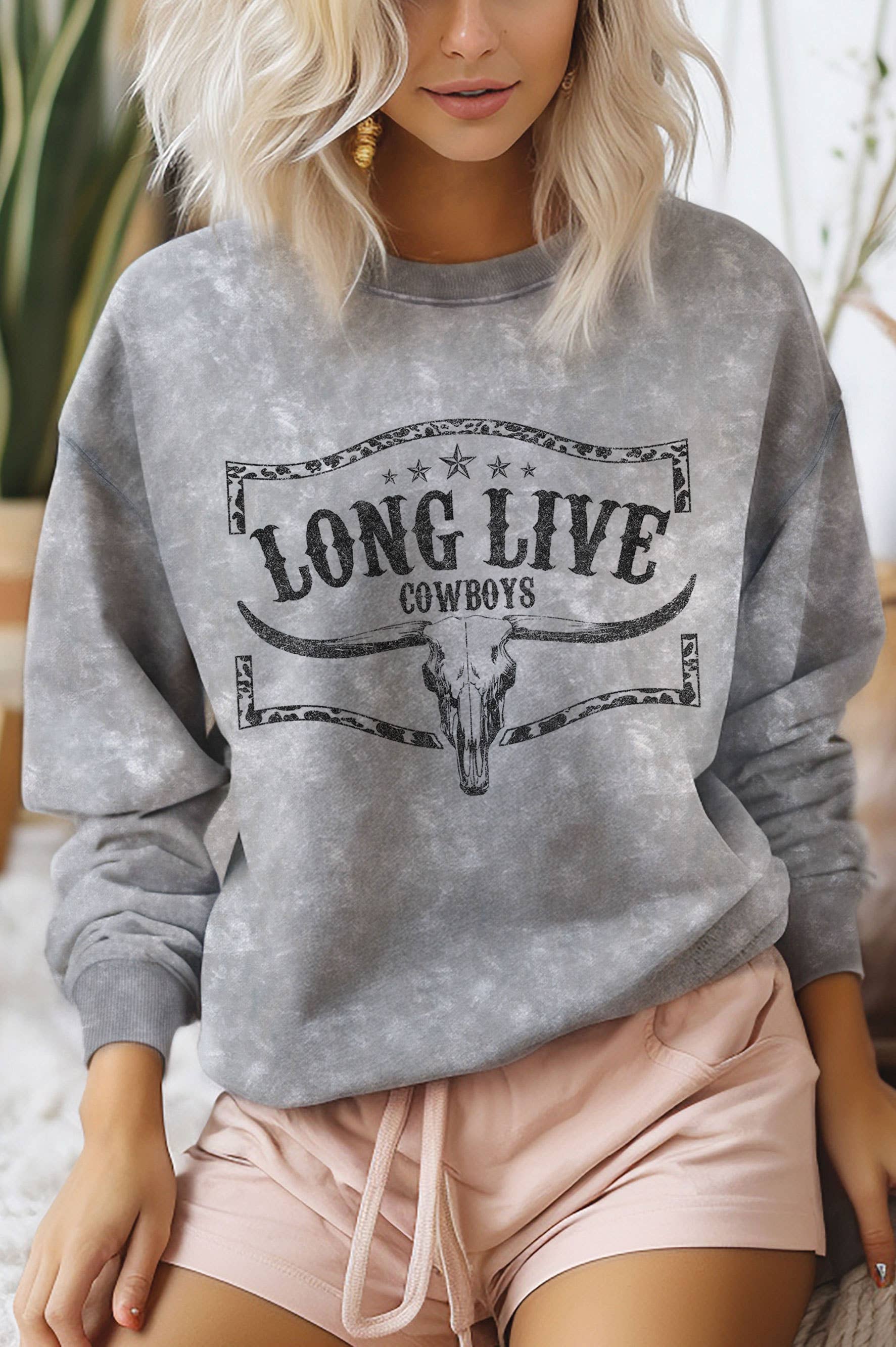 Long Live Cowboy Cow Skull Mineral Graphic Brush Sweatshirt T-Shirts, Hoodie | PodTeesHub.com