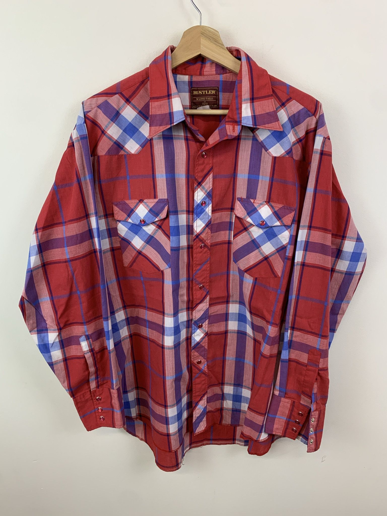 Vintage Red Check Pearl Snap Thin Western Shirt Size Xl Hoodie, Sweatshirt | PodTeesHub.com