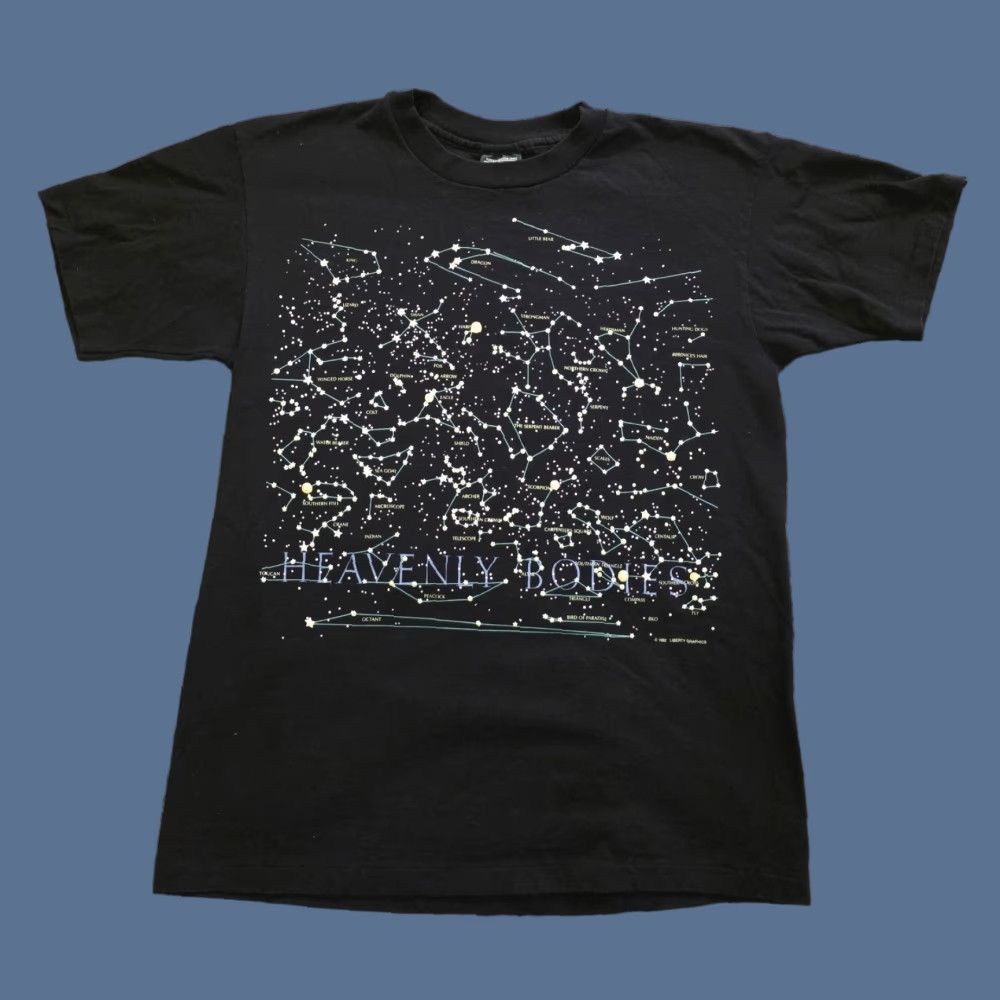 Vintage Liberty Graphics T Shirt Men S L Black 1990s Stars Constellations Double Sided Glow Hoodie, Sweatshirt