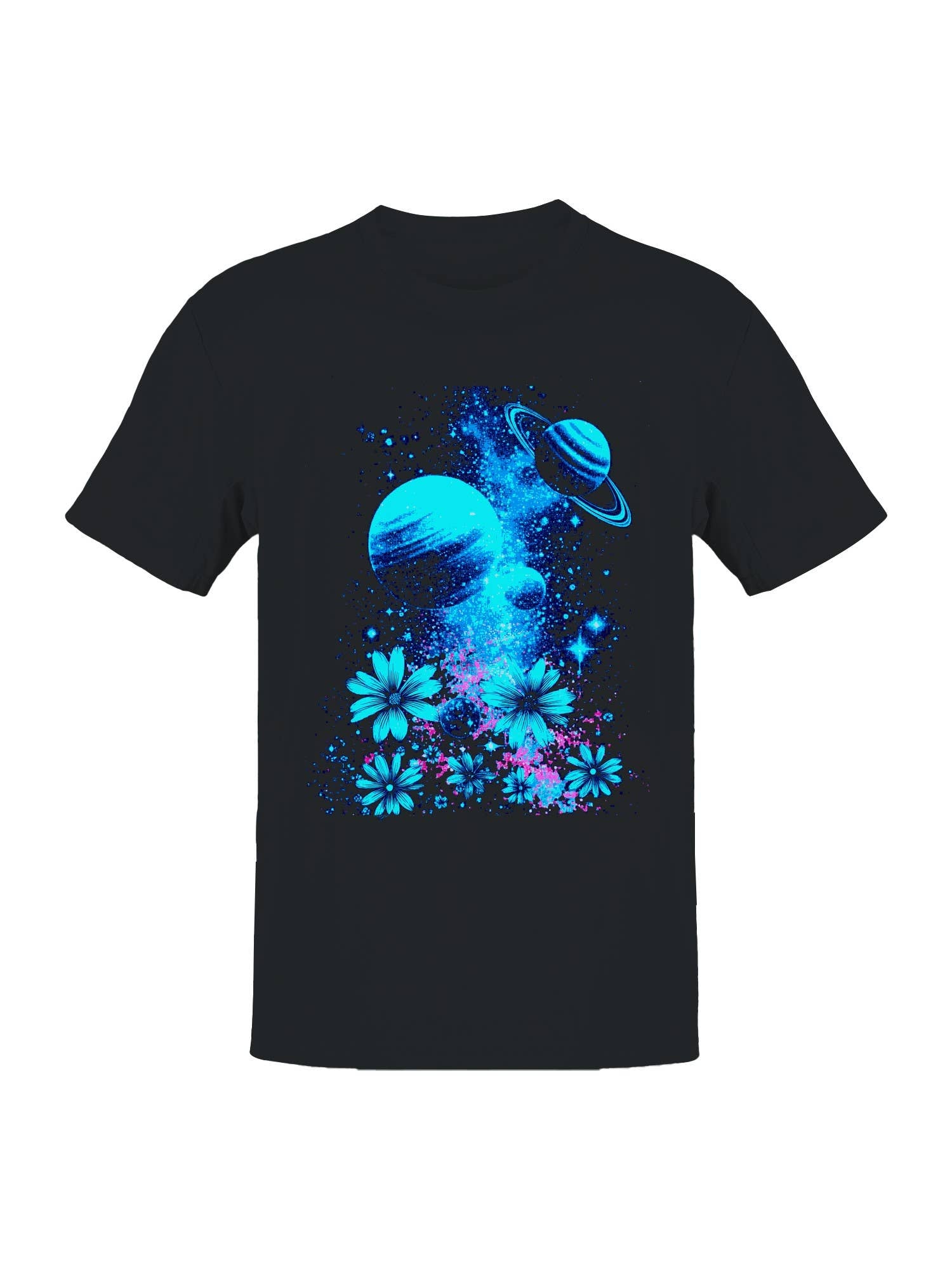 Cosmic Floral Journey Men's T-Shirt Hoodie, Sweatshirt | PodTeesHub.com