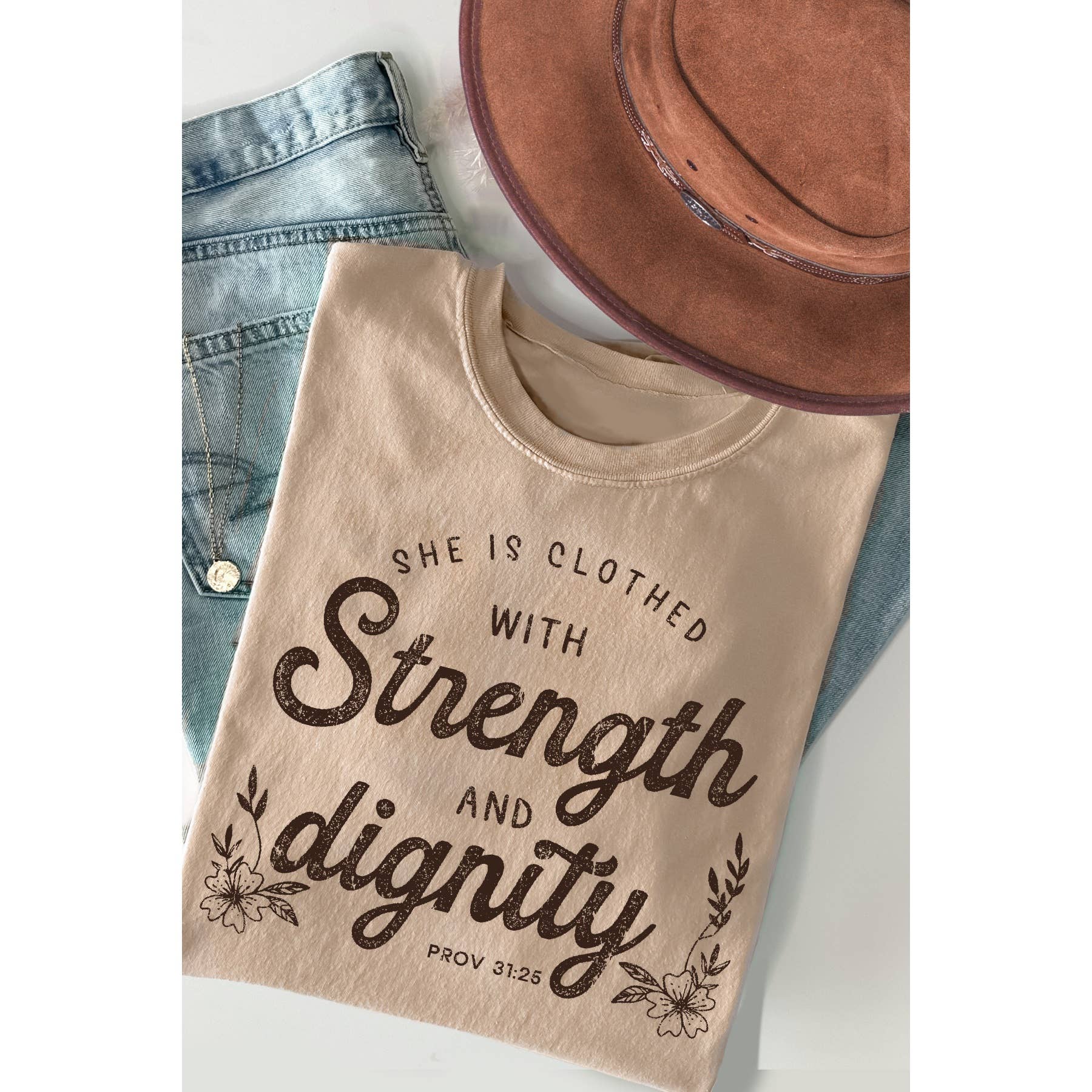 Strength and Dignity- Short Sleeve Tee Hoodie, Sweatshirt | PodTeesHub.com