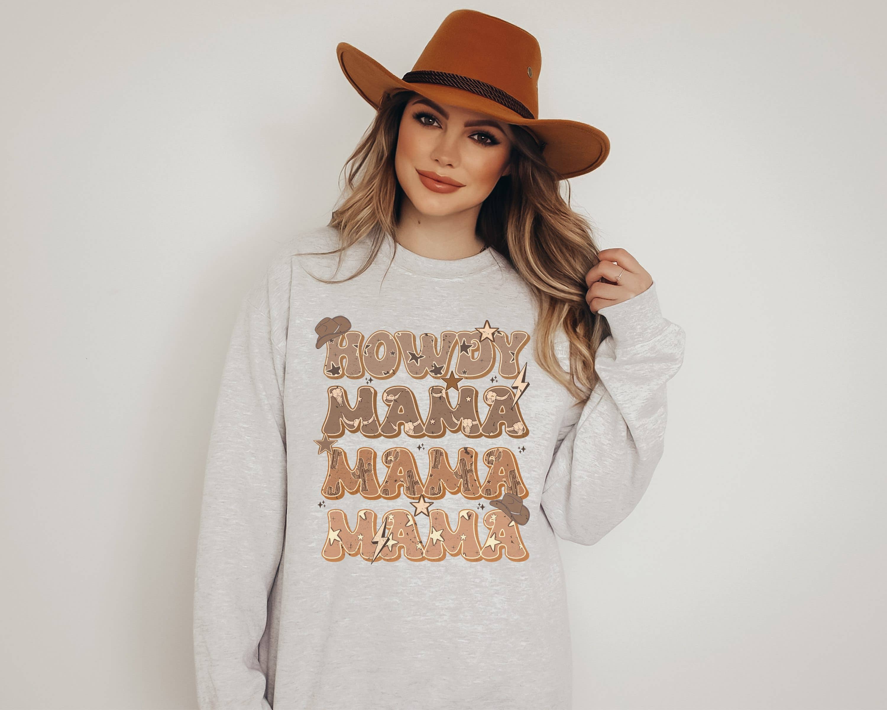 Howdy Mama Crew Neck Sweatshirt | Mama Sweatshirt T-Shirts, Hoodie | PodTeesHub.com
