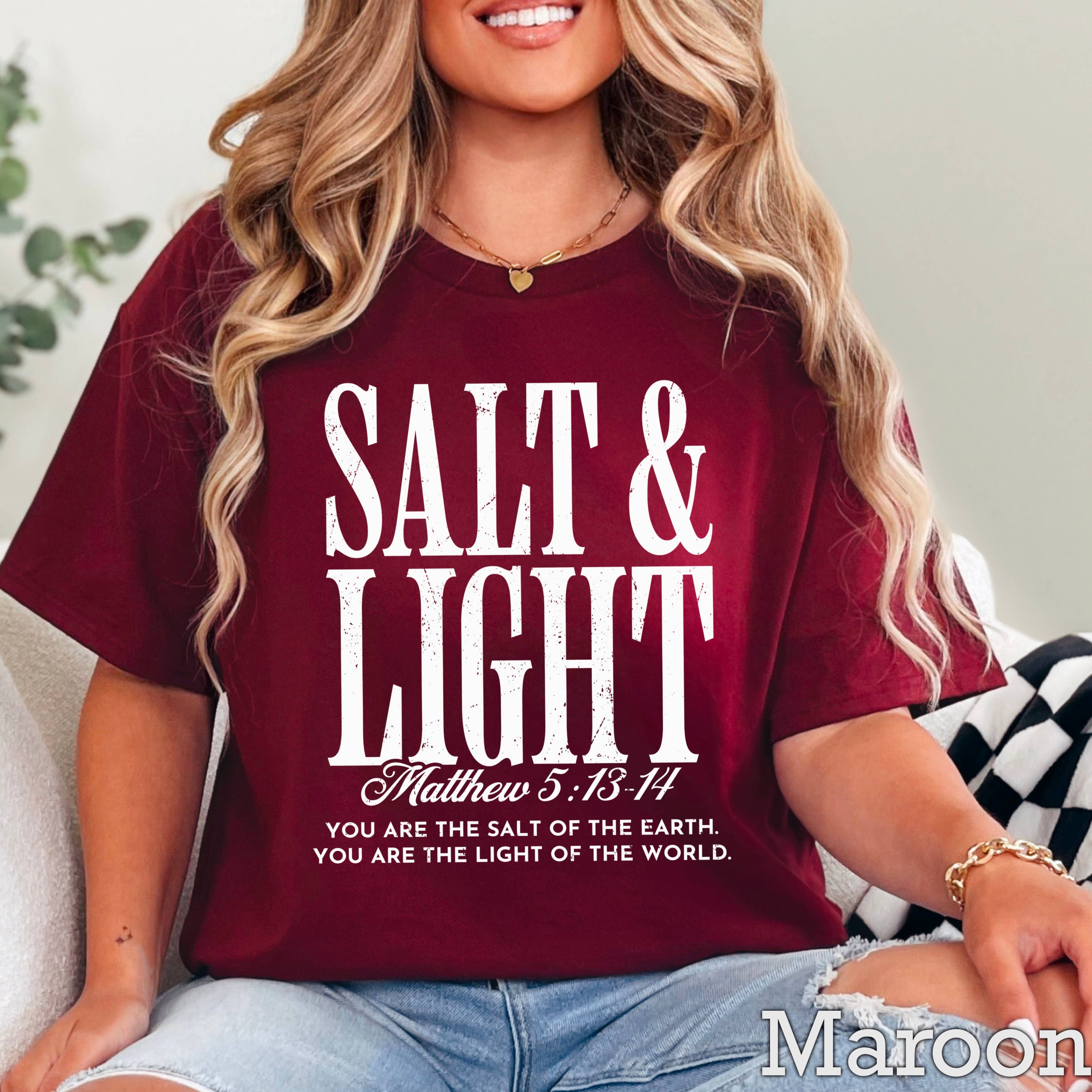 Salt & Light Christian Graphic T-Shirt | Gildan Hoodie, Sweatshirt | PodTeesHub.com