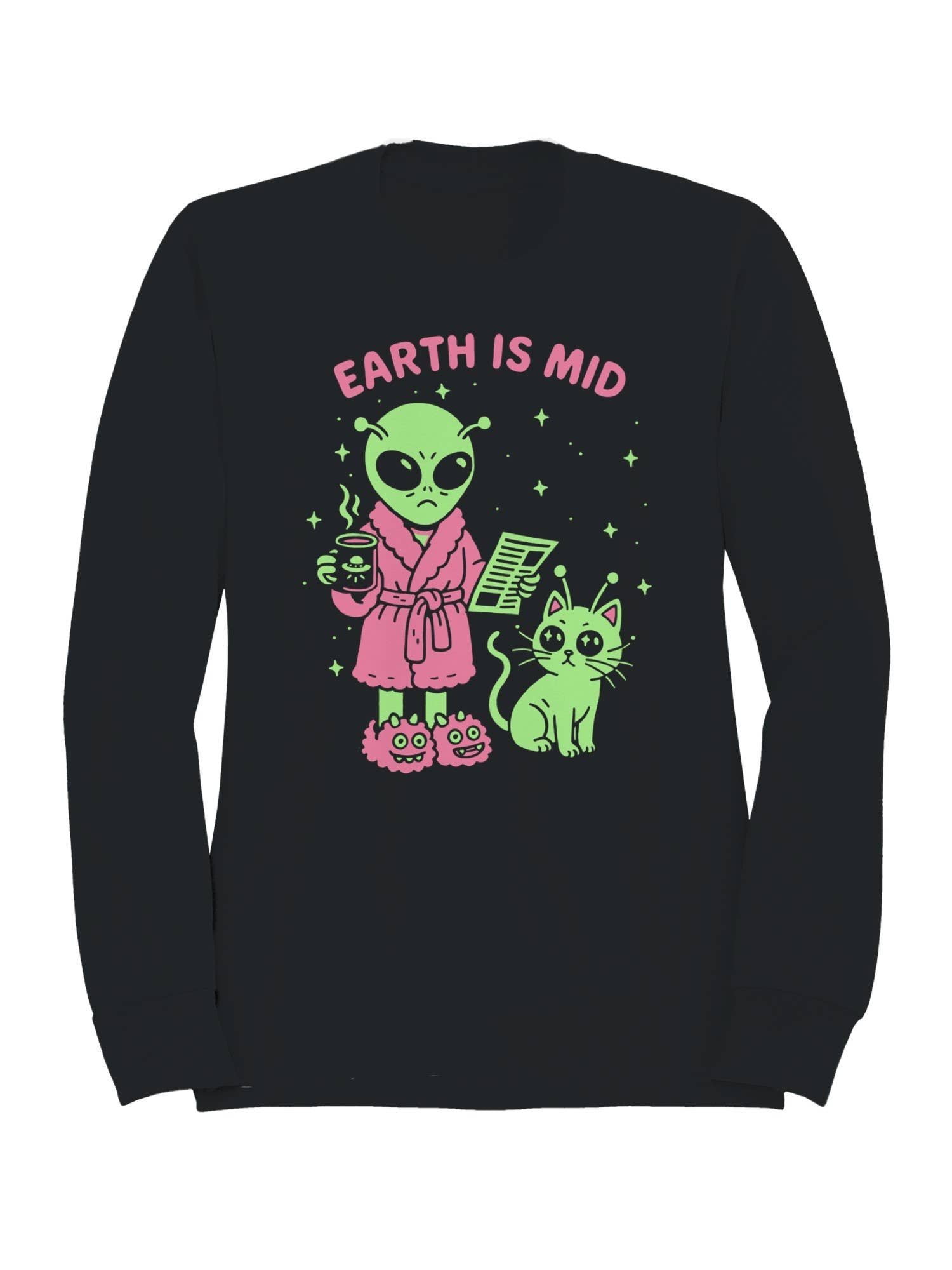 Alien Morning Routine Humor Design Women's Sweatshirt T-Shirts, Hoodie | PodTeesHub.com