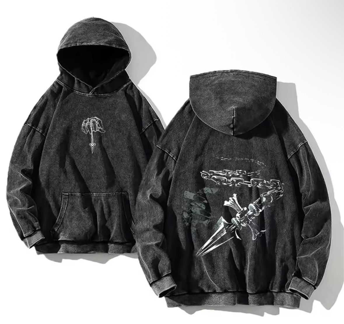 Japanese Brand Vintage Gothic Y2k Anime Hunter Manga Washed Hoodies T-Shirts, Sweatshirt | PodTeesHub.com