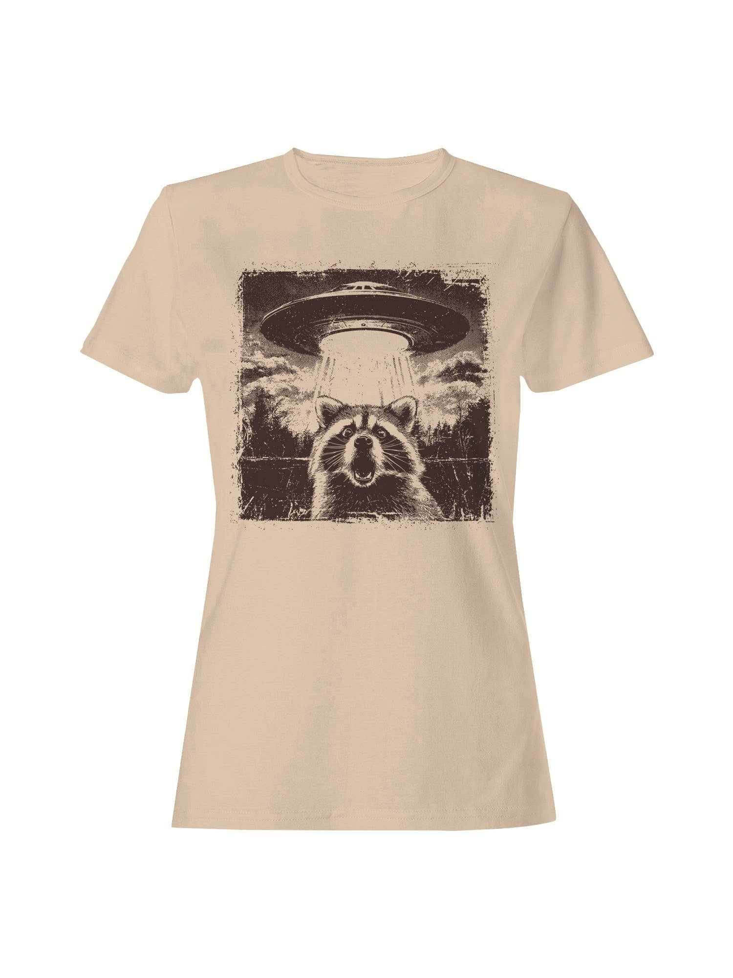 Raccoon Meets Ufo Adventure Women's T-Shirt Hoodie, Sweatshirt | PodTeesHub.com