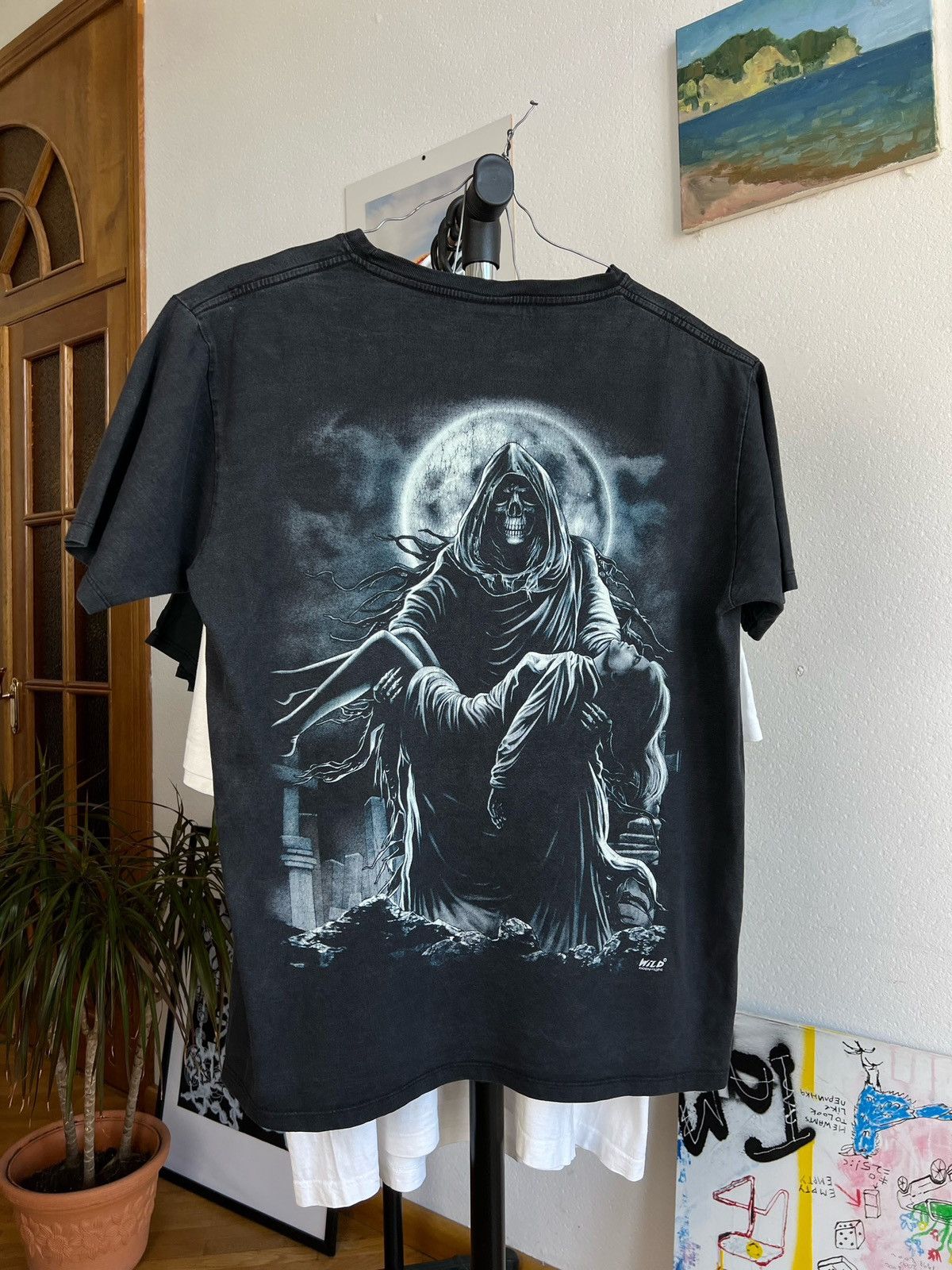 Vintage Grim Reaper Faded T Shirt Death Skulls Tee Y2k Nude Hoodie, Sweatshirt | PodTeesHub.com