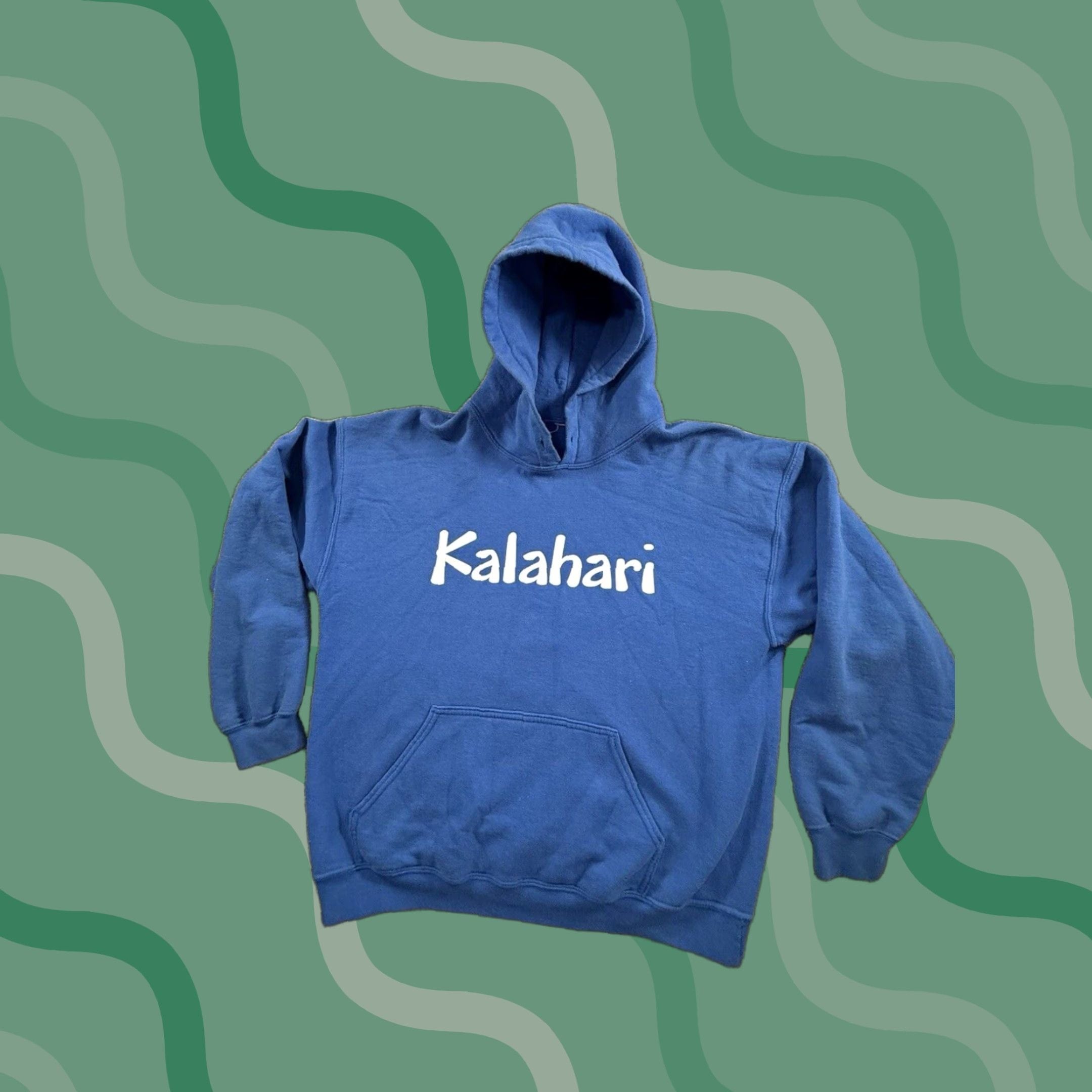 Vintage Kalahari Resort Hoodie Mens Xl Blue Sweatshirt Spellout Logo Sweater Y2k Shirt | PodTeesHub.com