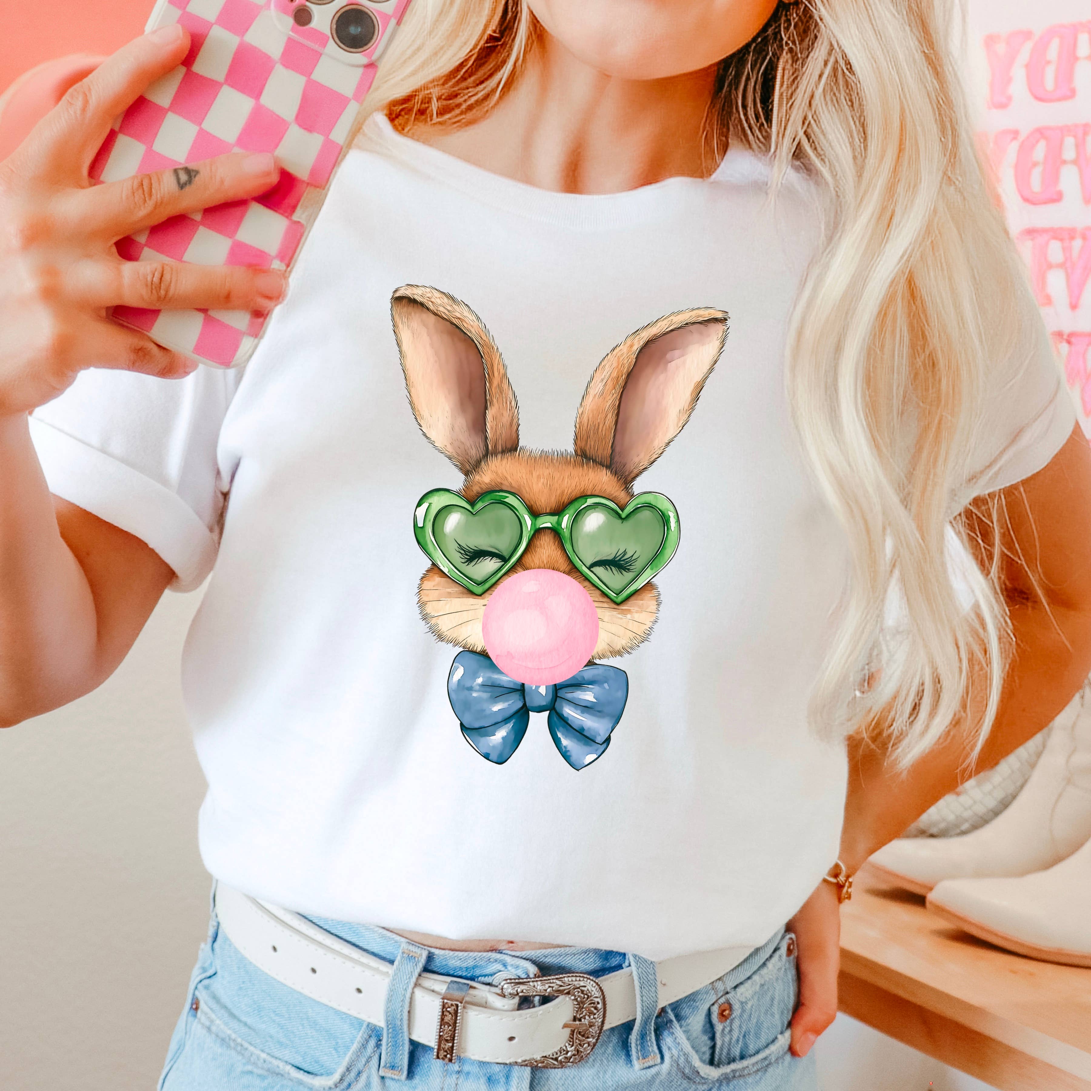 Easter Graphic Tee | Bunny Bubblegum  | Comfort Colors Hoodie, Sweatshirt | PodTeesHub.com