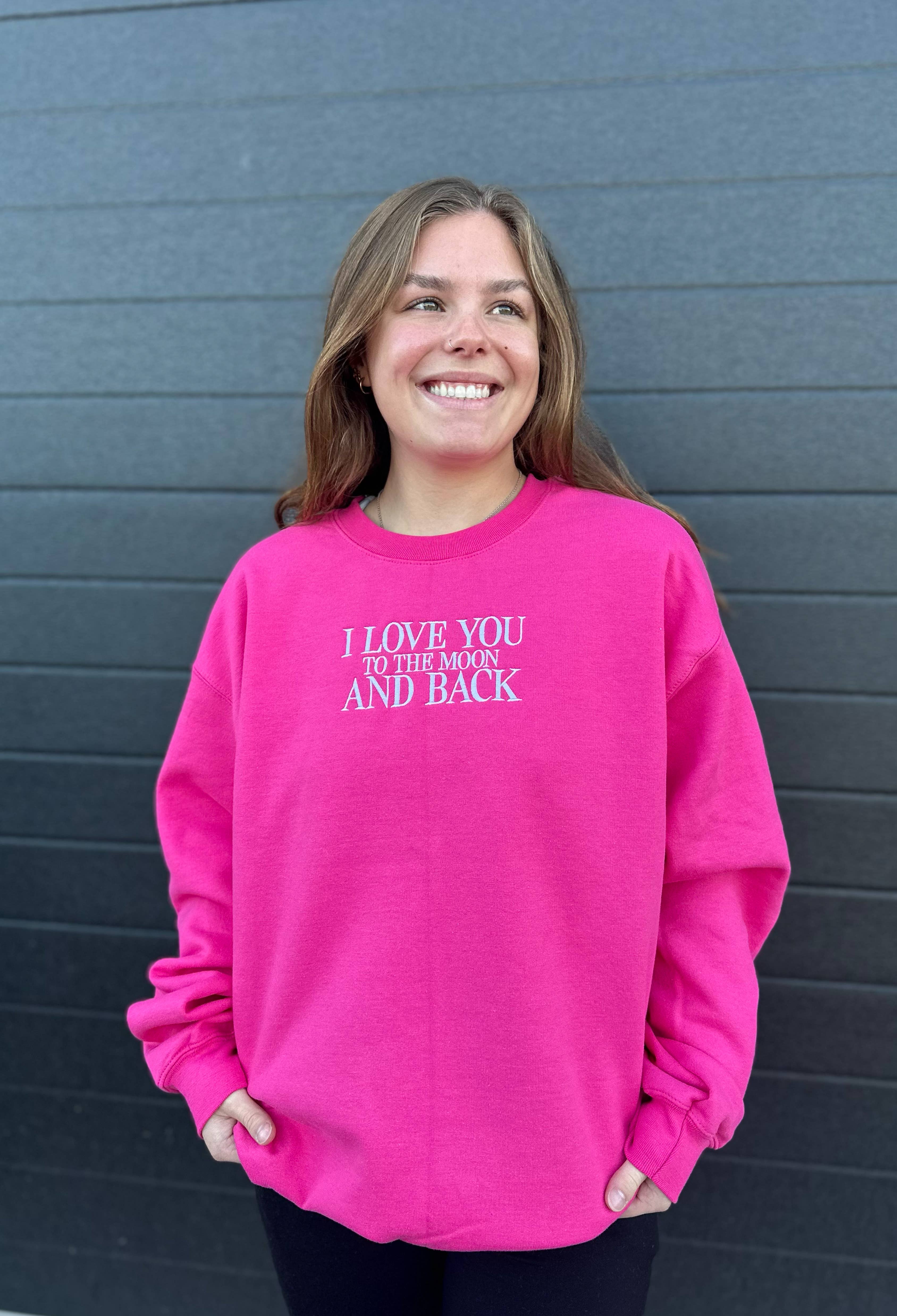 I Love You To the Moon and Back Embroidered Sweater T-Shirts, Hoodie, Sweatshirt | PodTeesHub.com