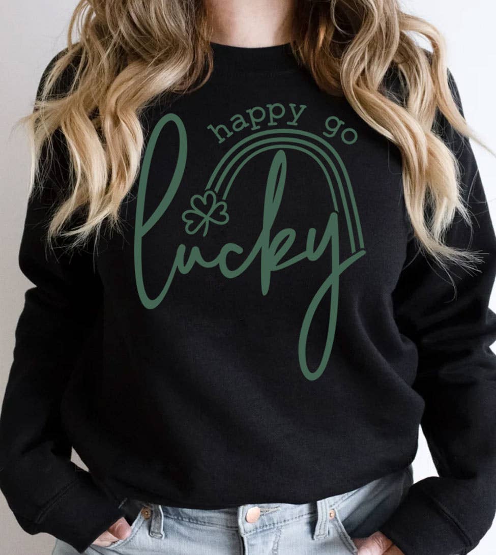 Happy Go Lucky  - St. Patrick's Day Shamrock Cute Sweatshirt T-Shirts, Hoodie | PodTeesHub.com