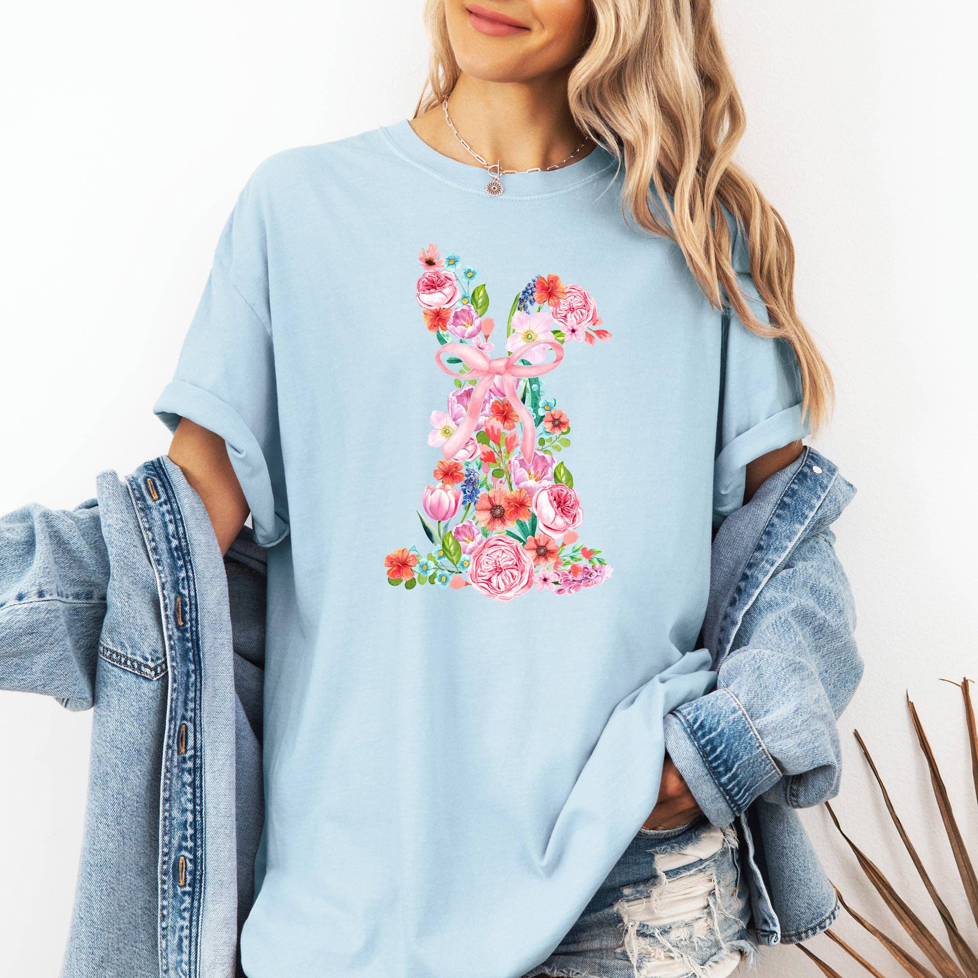 Colorful Floral, Easter, Bunny, Jesus, Rabbit Holiday Tshirt Hoodie, Sweatshirt | PodTeesHub.com