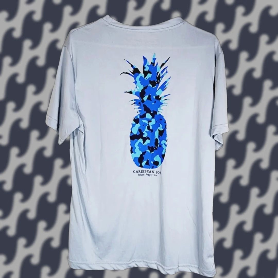 Vintage Caribbean Joe Mens T Shirt M Regular Blue Solid Short Sleeve Beach Hawaiian Graphic Print Sh Hoodie, Sweatshirt