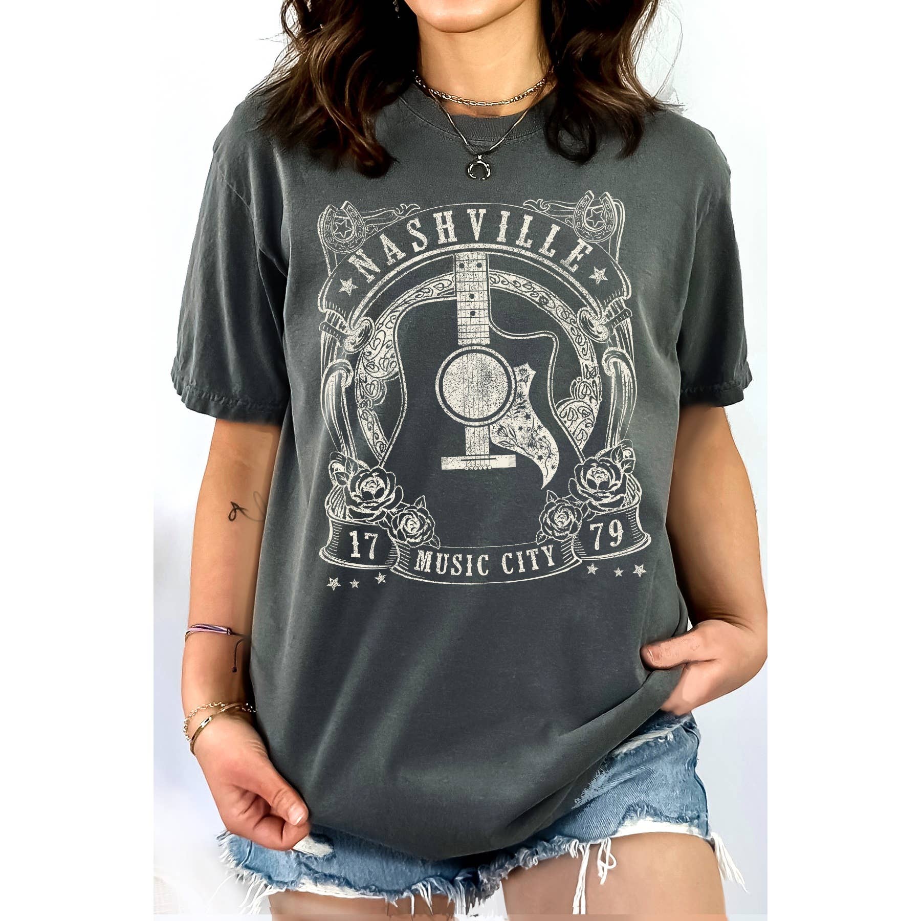 Nashville Women's Relaxed Fit Screen Printed T-Shirt Cotton Hoodie, Sweatshirt | PodTeesHub.com