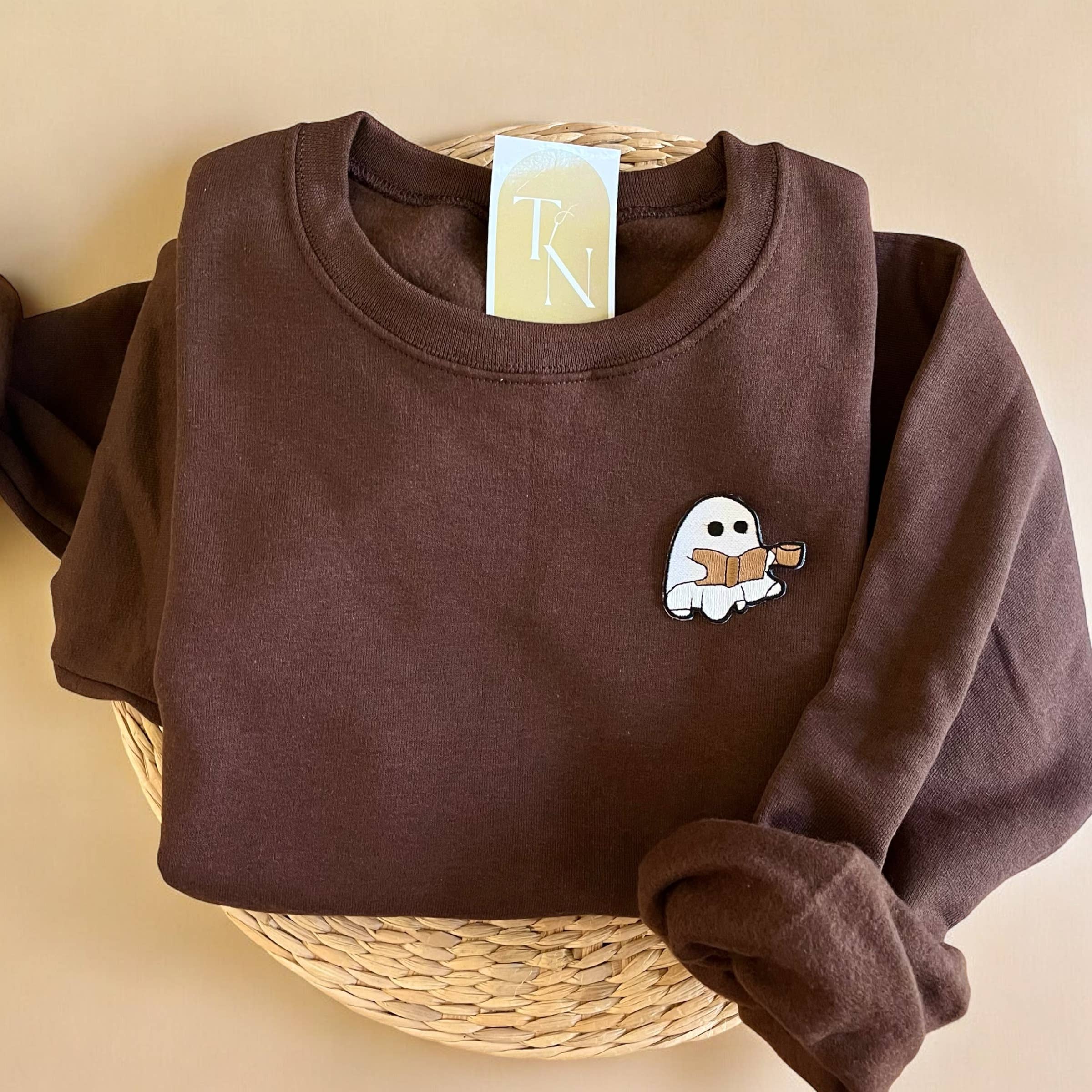 Books and Coffee Sweatshirt, Ghost Halloween Sweatshirt T-Shirts, Hoodie | PodTeesHub.com