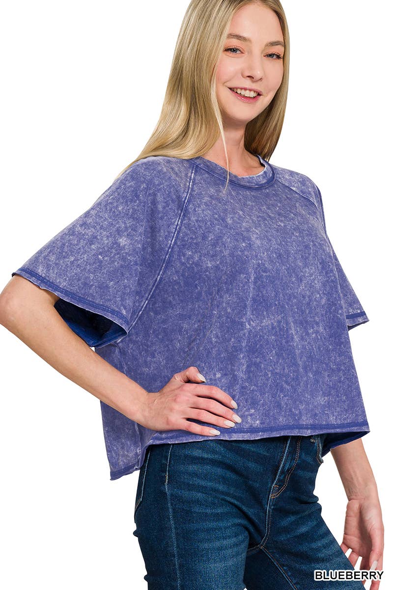 0811 Acid Washed Raglan Sleeve Crop Tee SI-27746 Hoodie, Sweatshirt | PodTeesHub.com