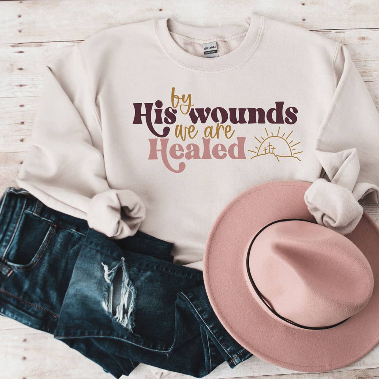 By His Wounds We Are Healed Sweatshirt T-Shirts, Hoodie | PodTeesHub.com