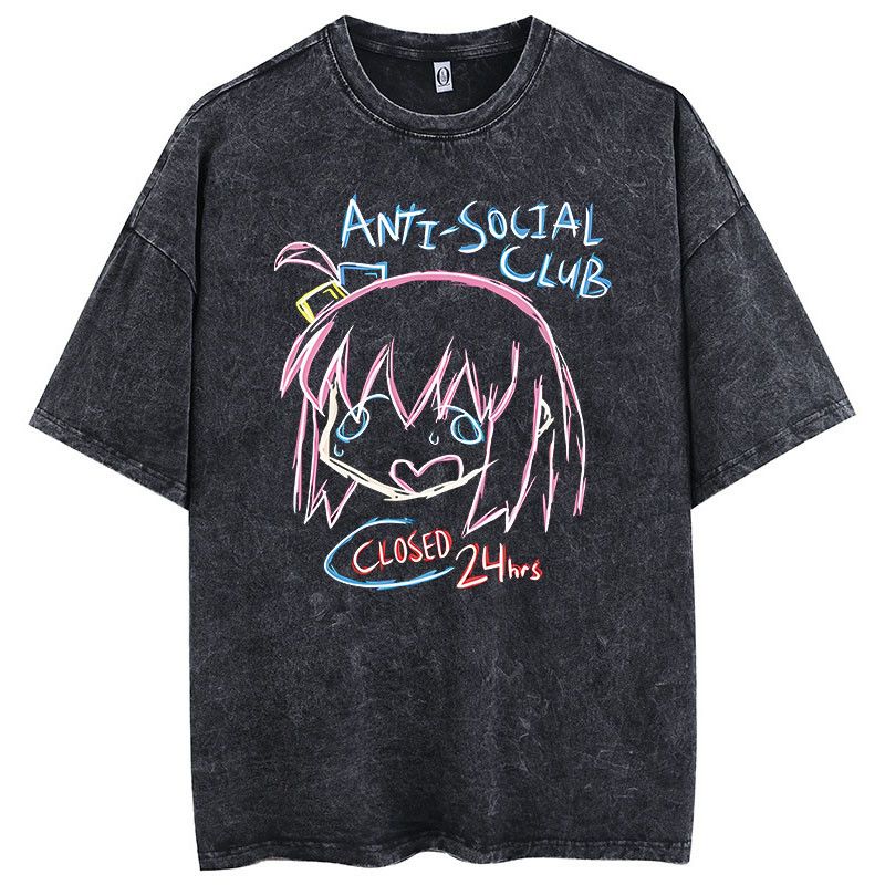 Vintage Cartoon Anime Printed Washed T Shirt Hoodie, Sweatshirt | PodTeesHub.com