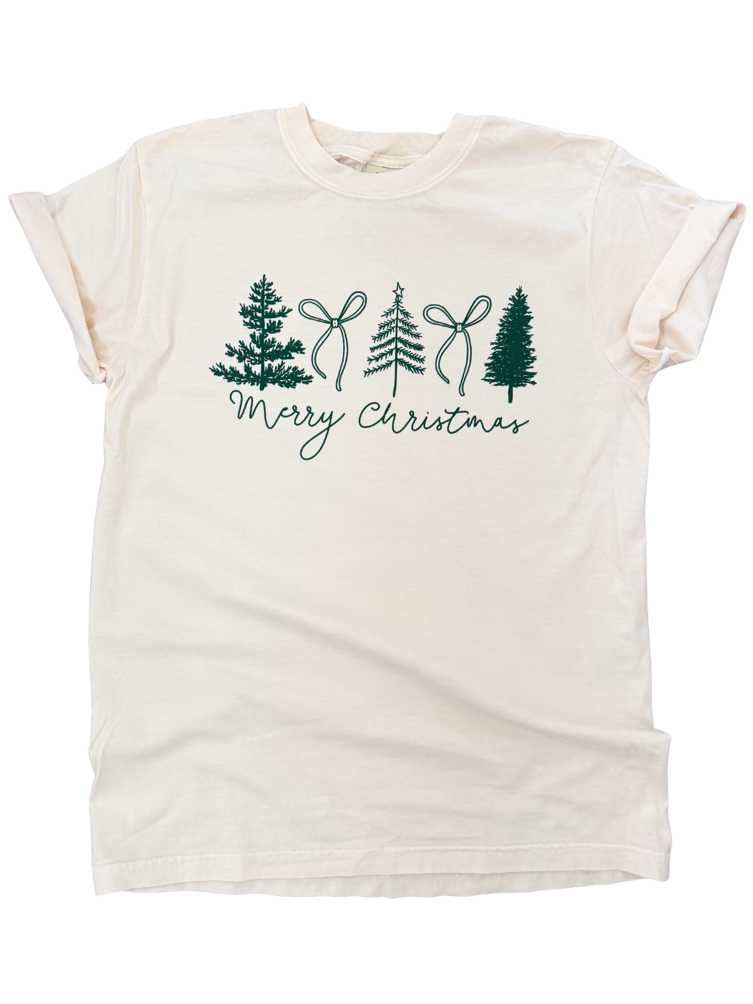 Merry Christmas Trees + Bows Tee Hoodie, Sweatshirt | PodTeesHub.com
