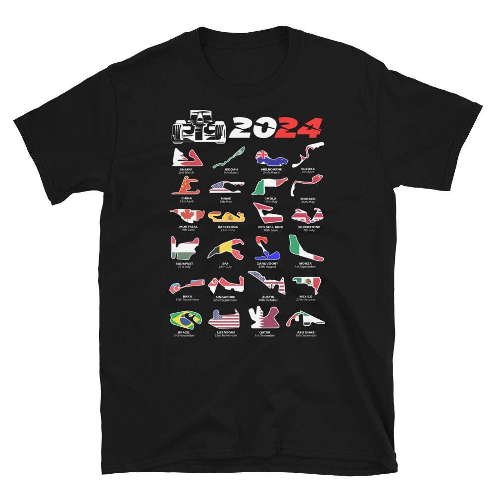 Formula 1 2024 Season T-Shirt with Circuit Designs Hoodie, Sweatshirt | PodTeesHub.com