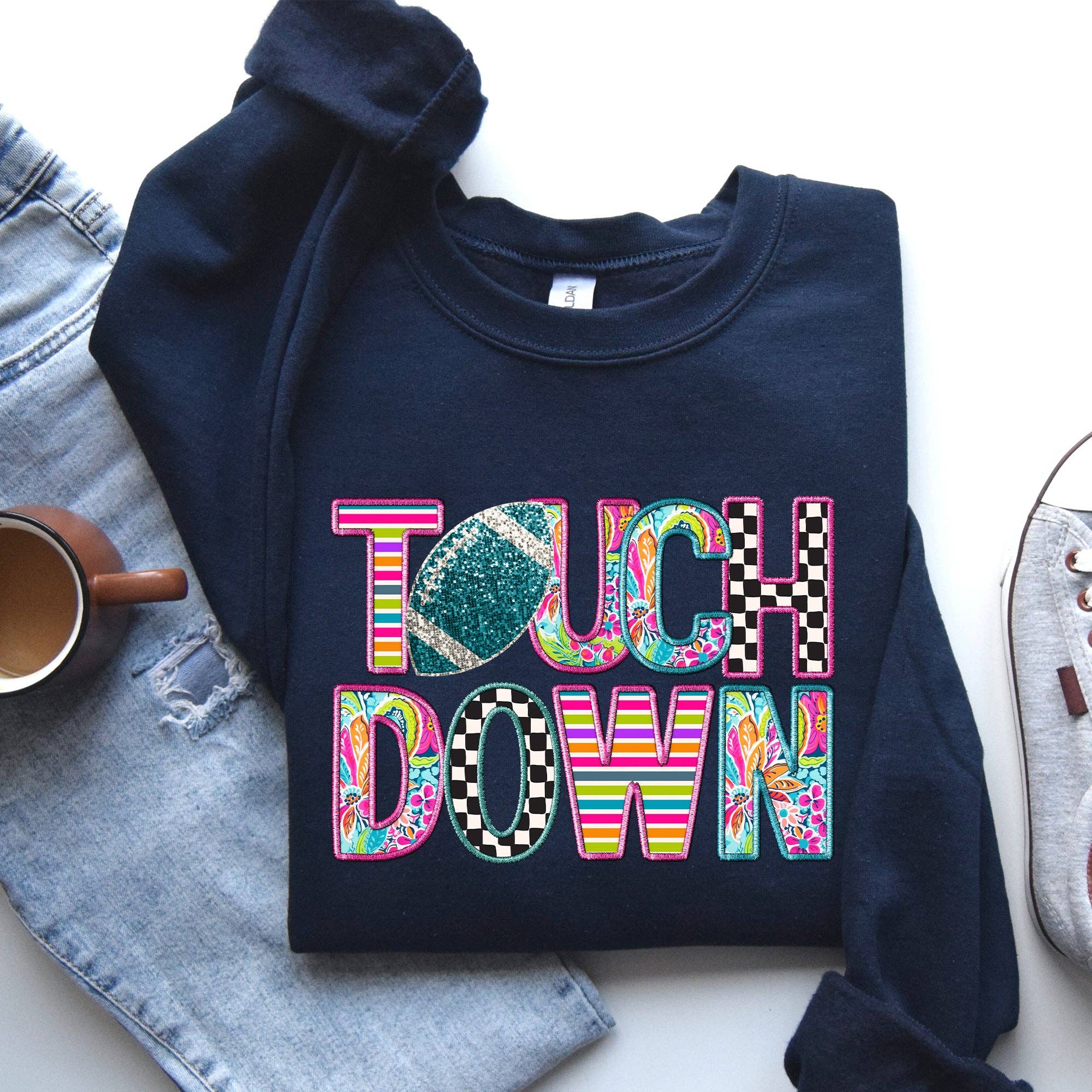 Touchdown, Colorful Football, Sports, Game Day Sweatshirt T-Shirts, Hoodie | PodTeesHub.com