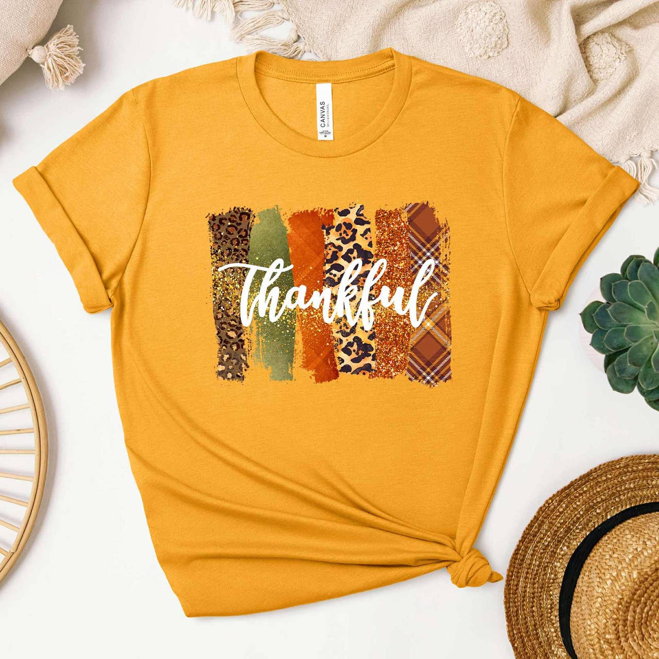 Thankful Brushstrokes Tee Hoodie, Sweatshirt | PodTeesHub.com