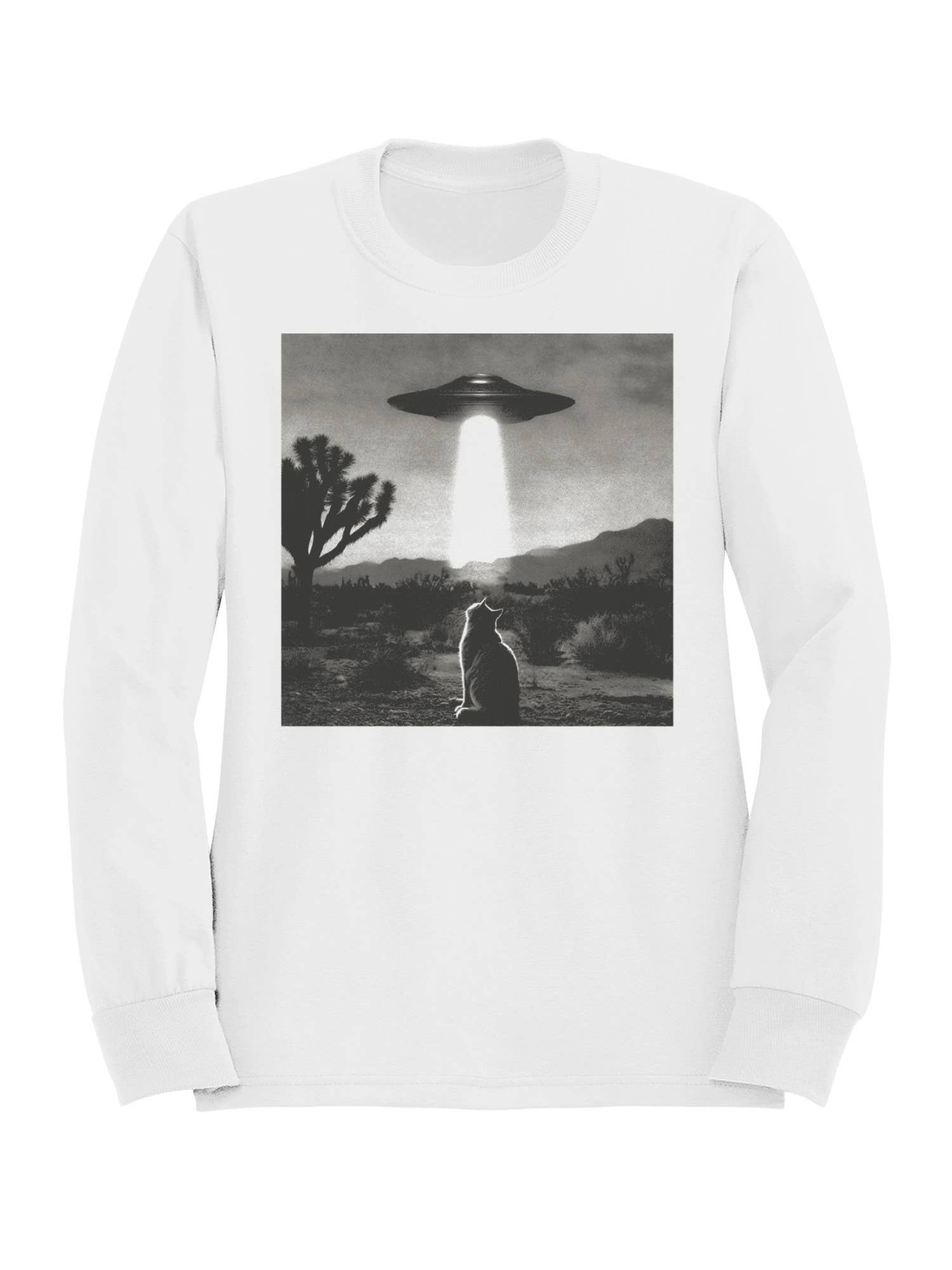 Alien Cat in Desert Encounter Men's Sweatshirt T-Shirts, Hoodie | PodTeesHub.com